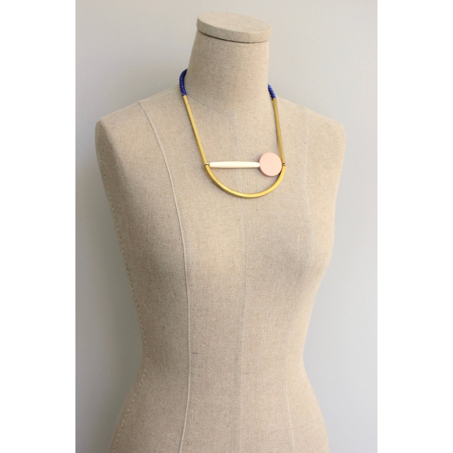 Necklace- Geometric blue and pink necklace