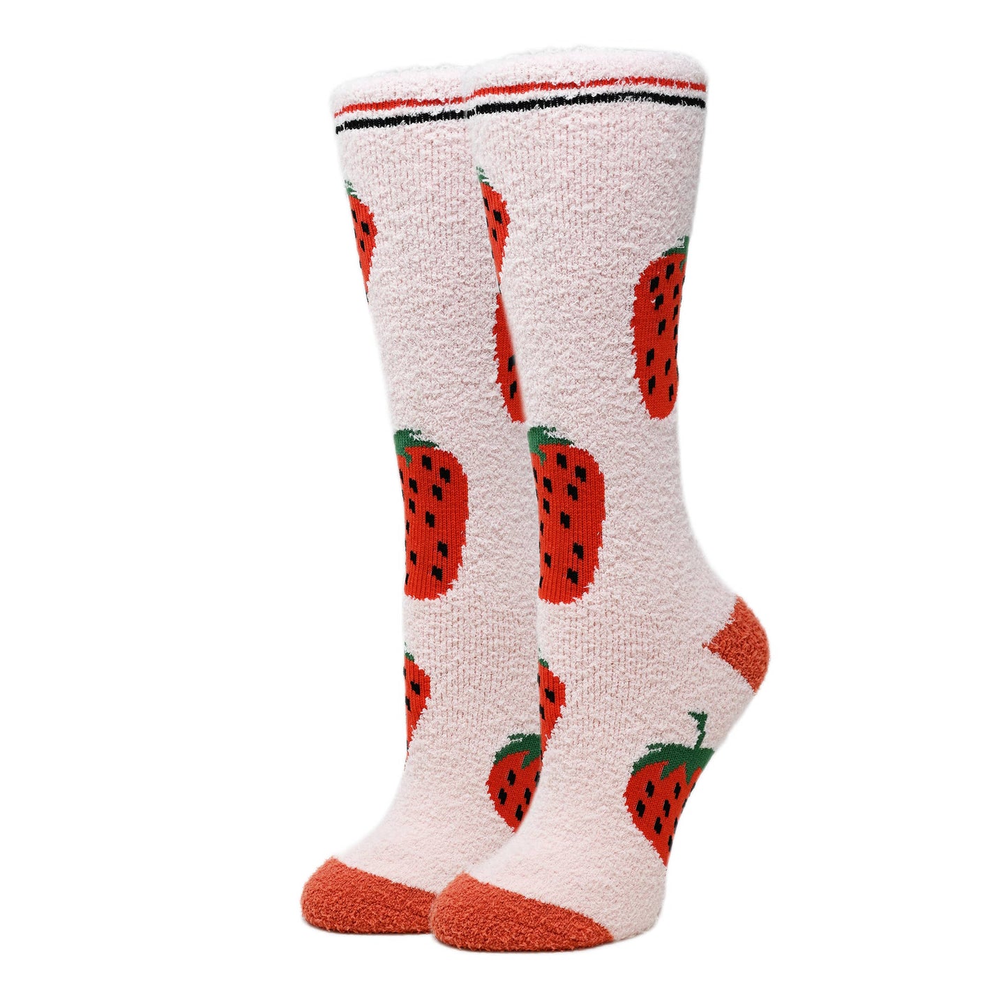 Berry | Women's Novelty Strawberry Fuzzy Cozy Socks