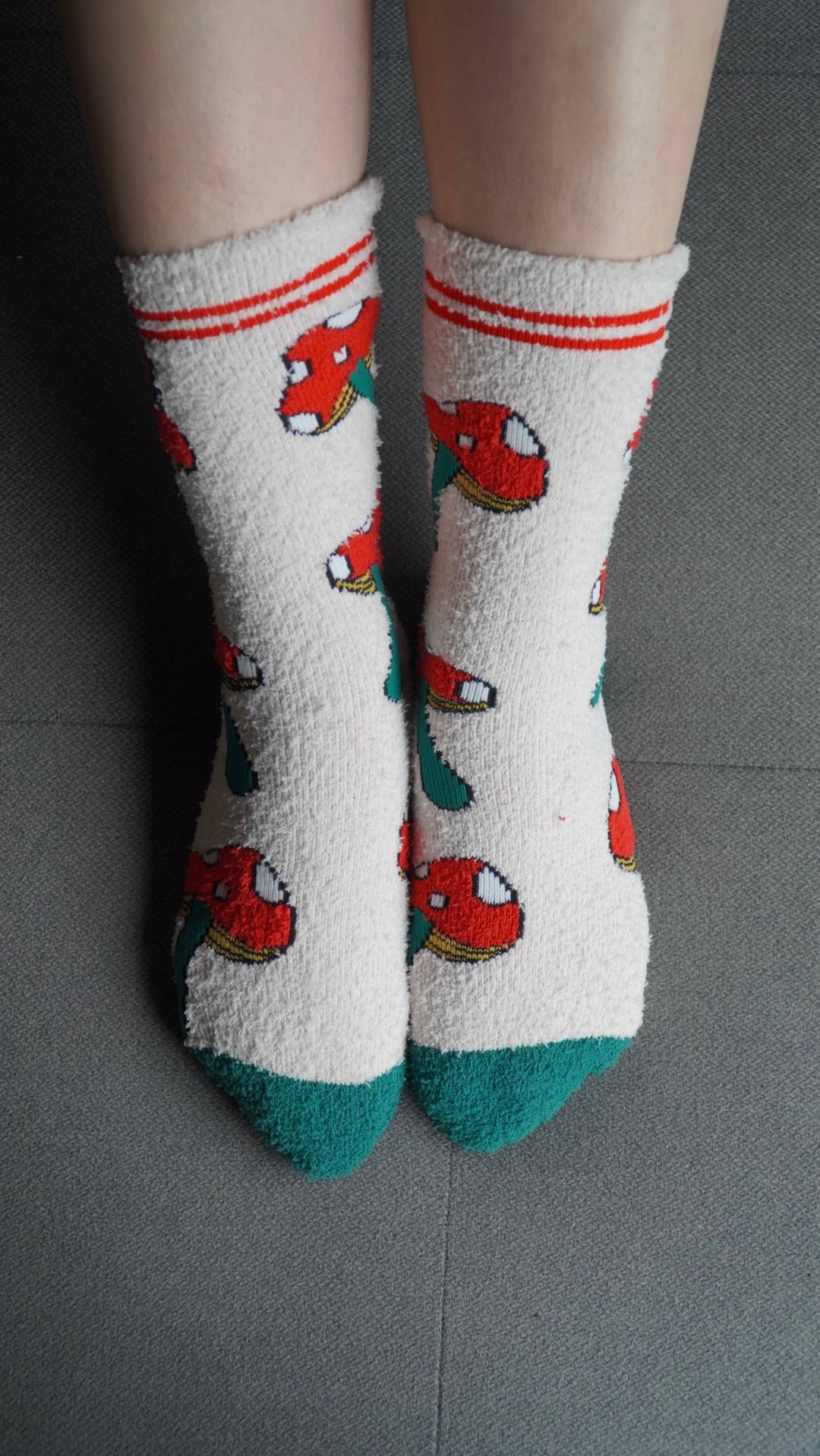 Mushies | Women's Fuzzy Non-Slip Grippers Mushroom Socks