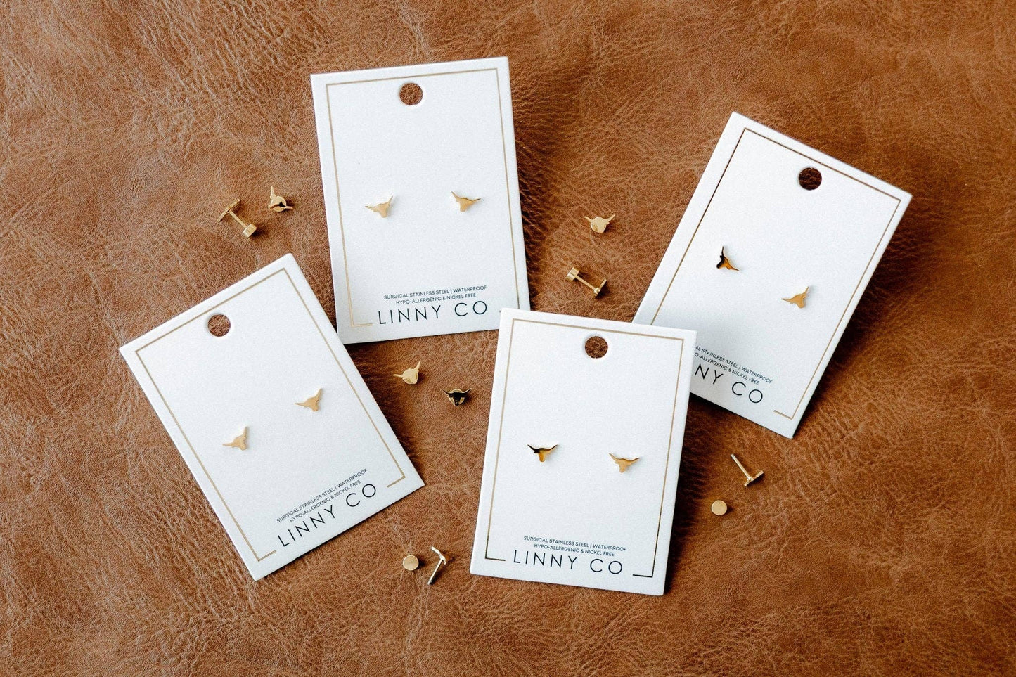 Screwback Stud Earrings - Texas Steer Gold