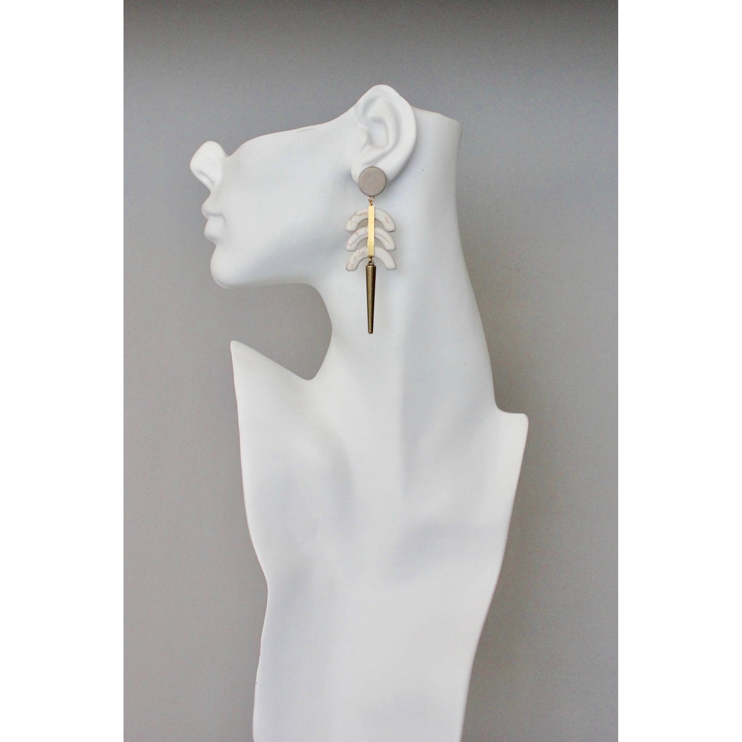 Earrings- White geometric post