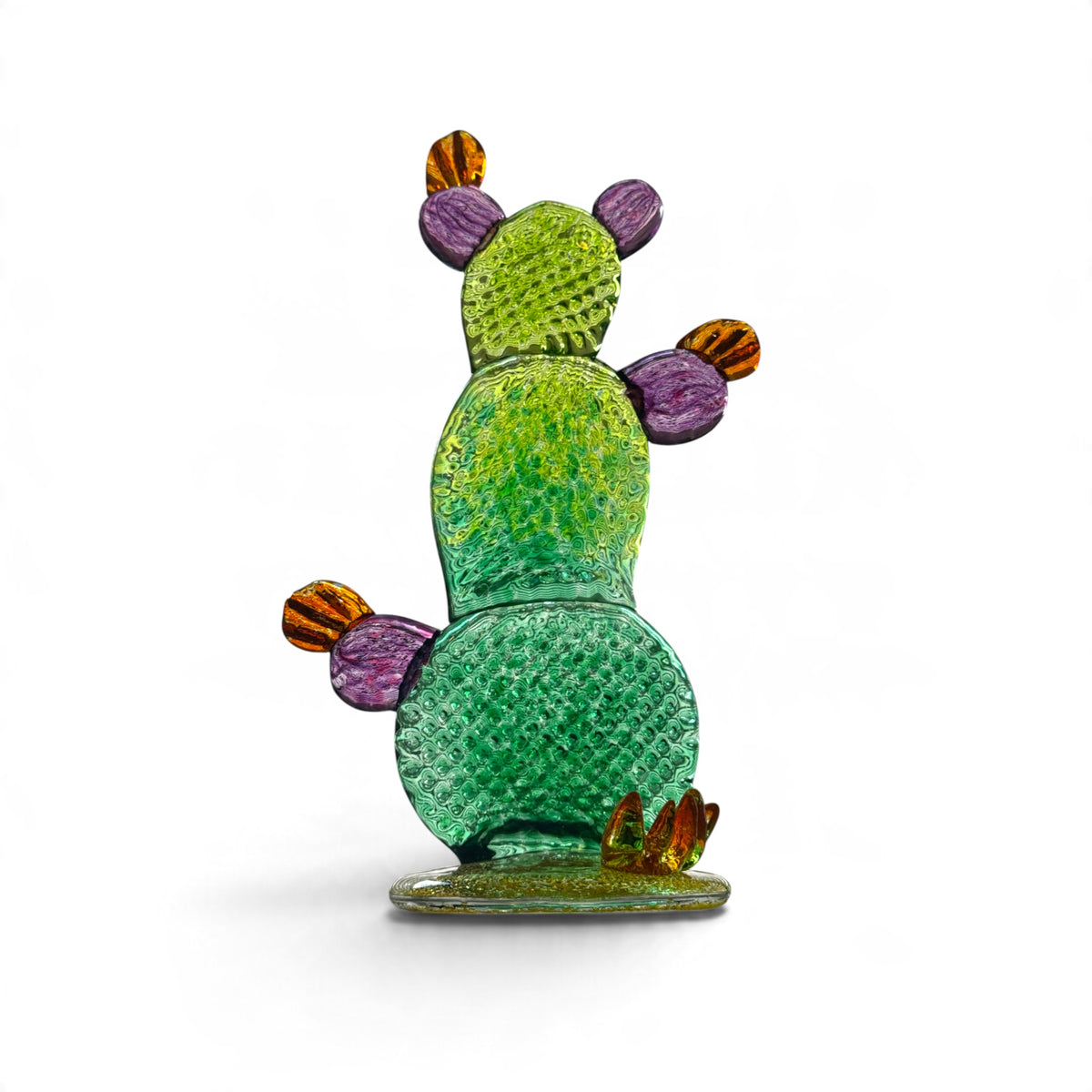Sculpture, glass- Prickly Pear CACTUS, freestanding