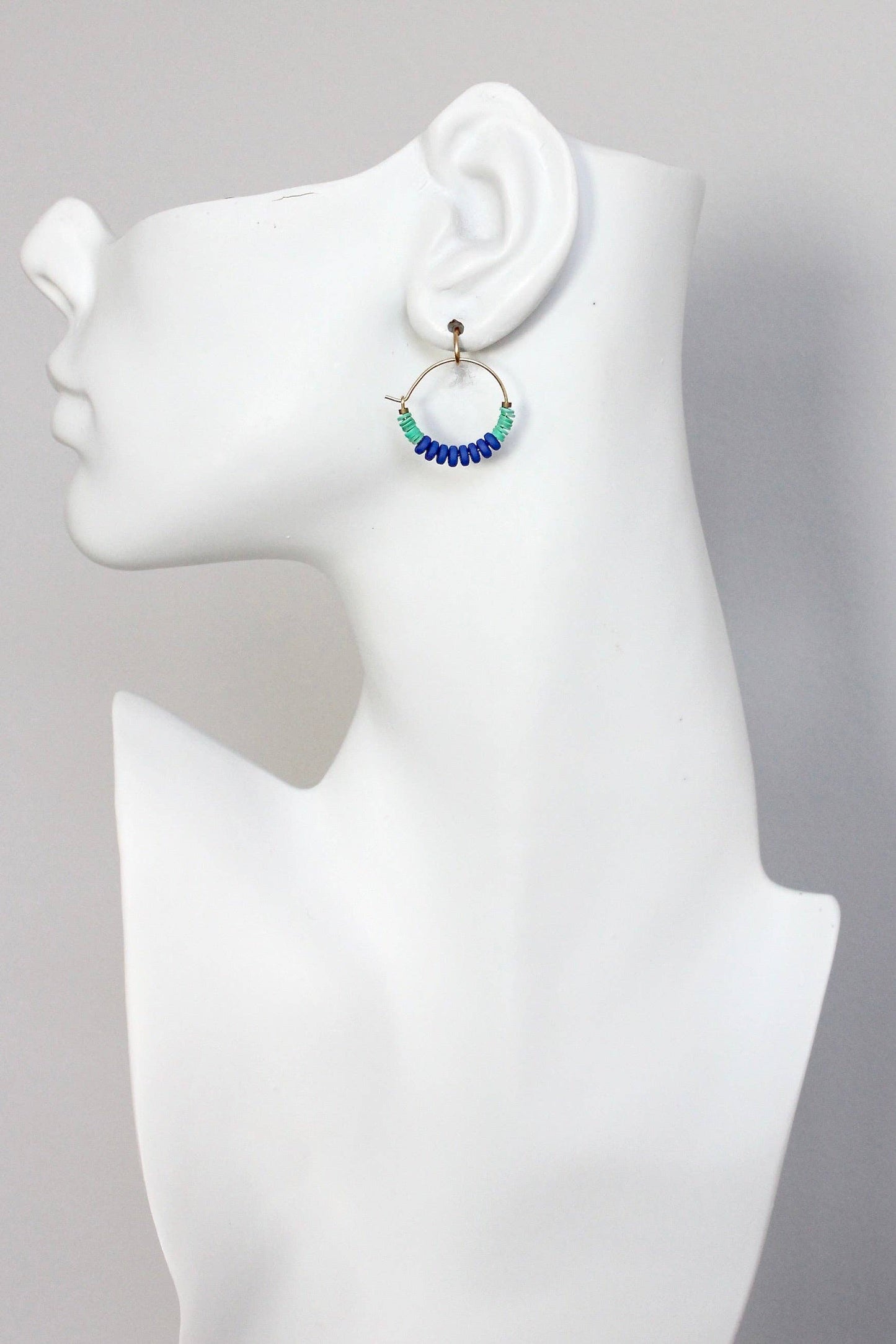 Earrings- cobalt and green hoops