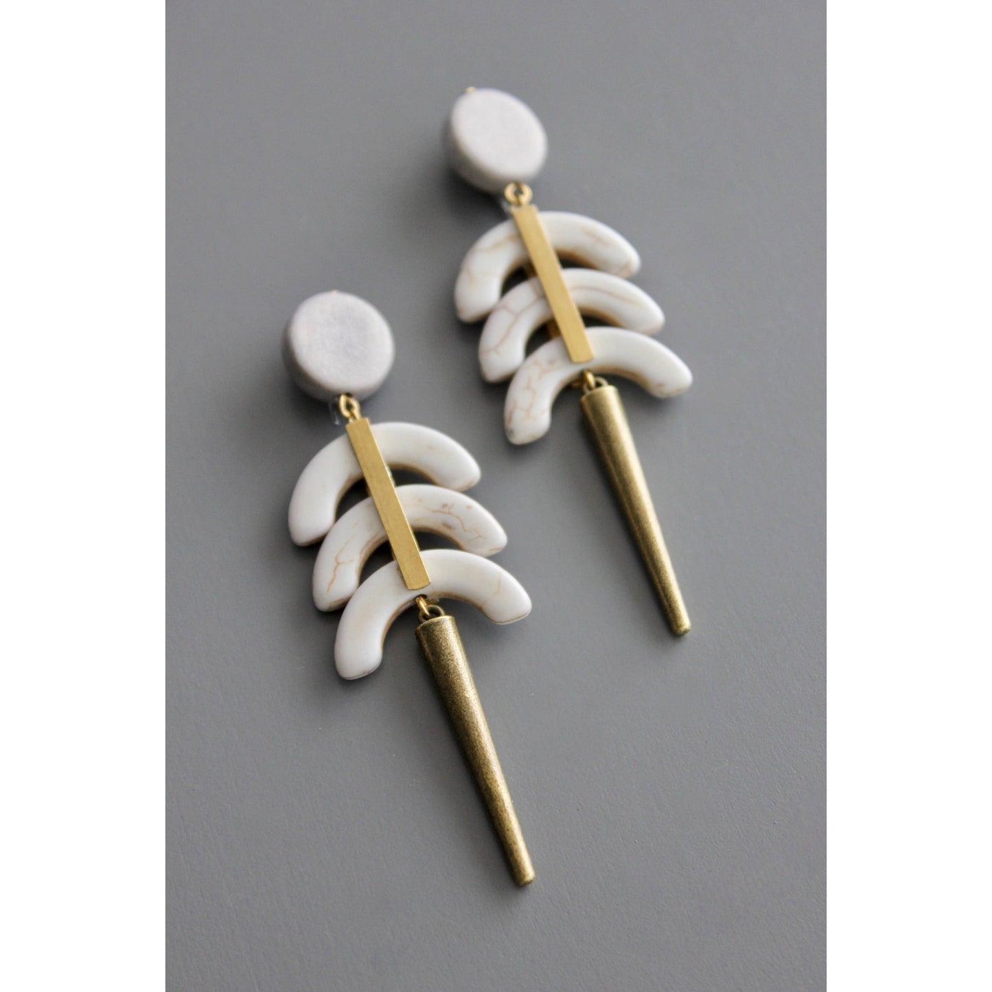 Earrings- White geometric post