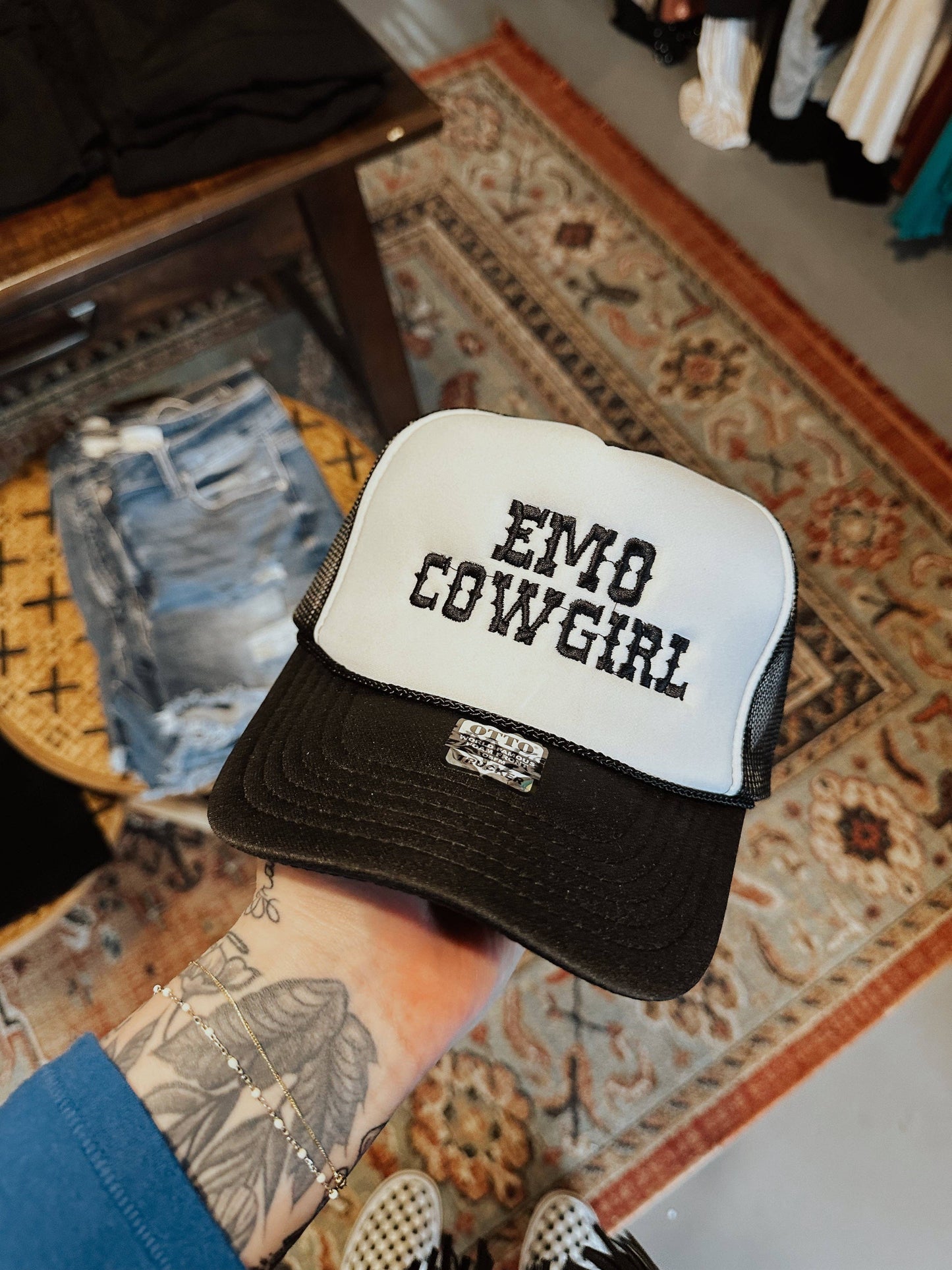 Emo Cowgirl Embroidered Trucker Hat