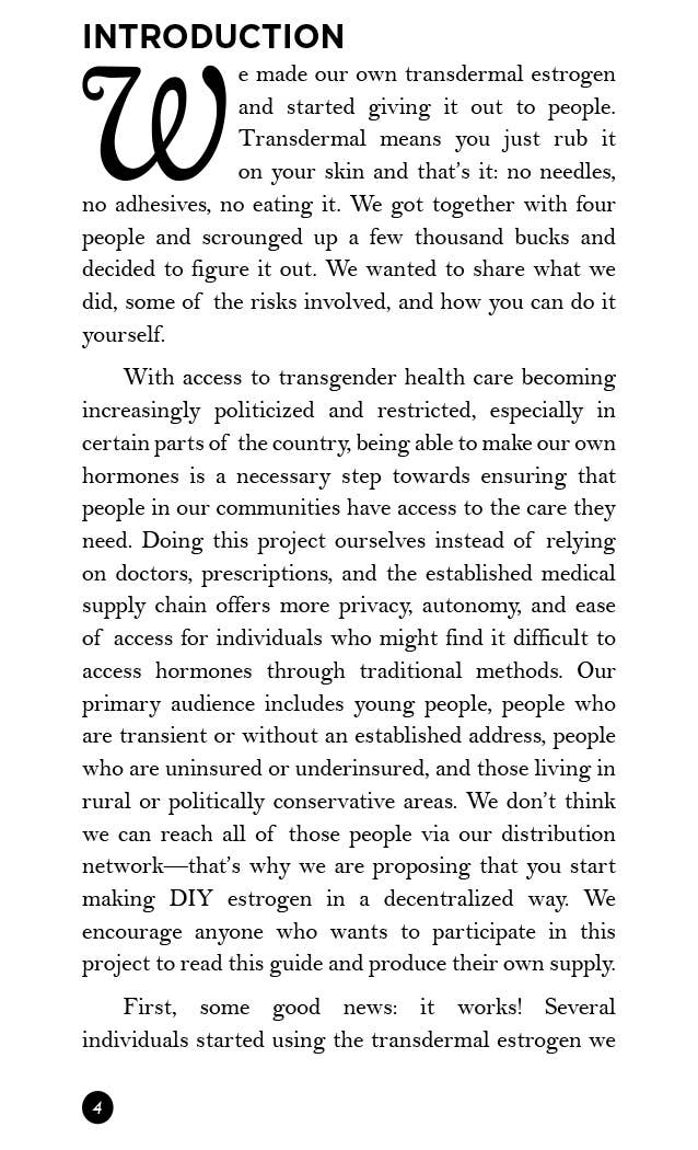 Boobs Not Bombs: Produce Your Own Transdermal Estrogen Zine