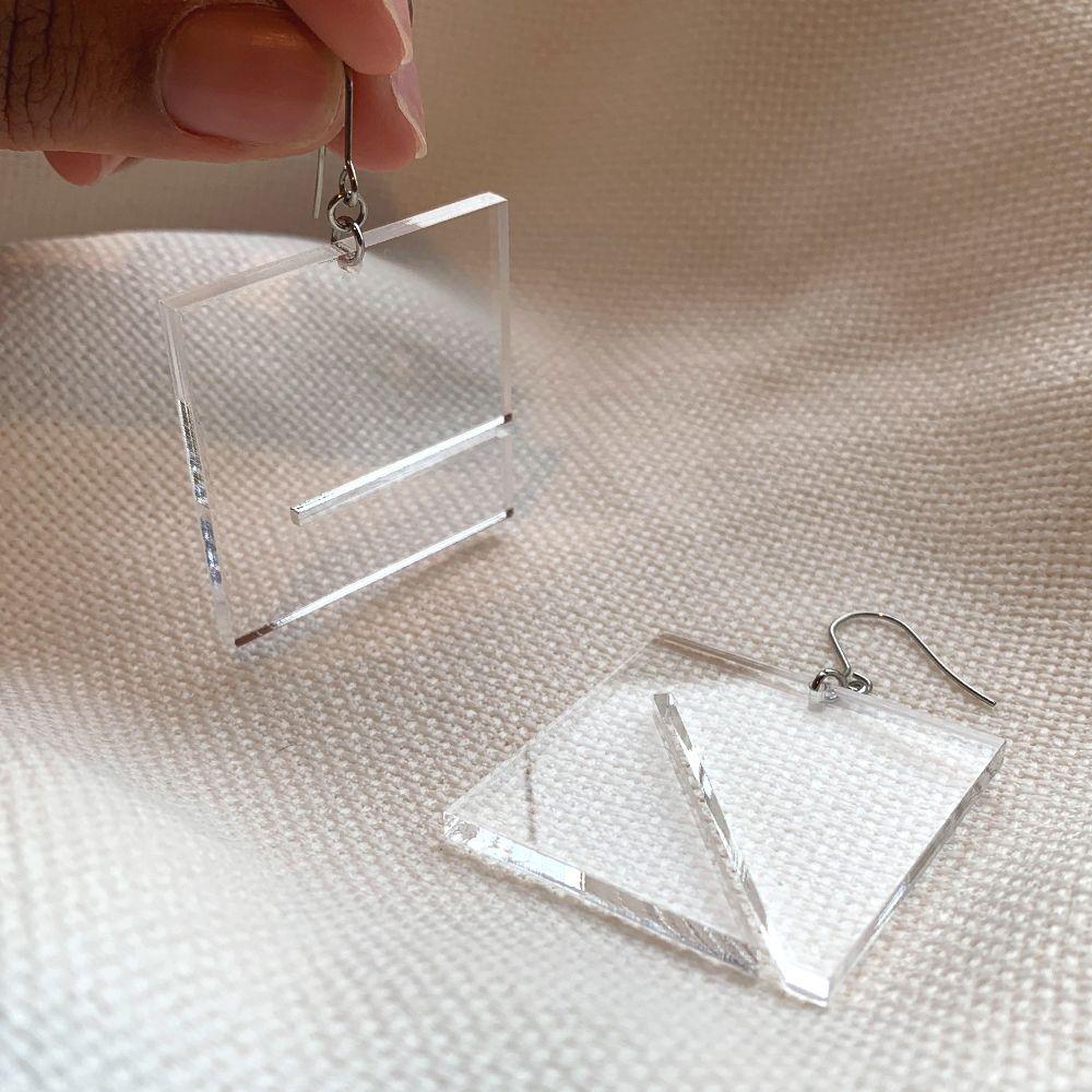 Parallax Earrings, Clear - 1