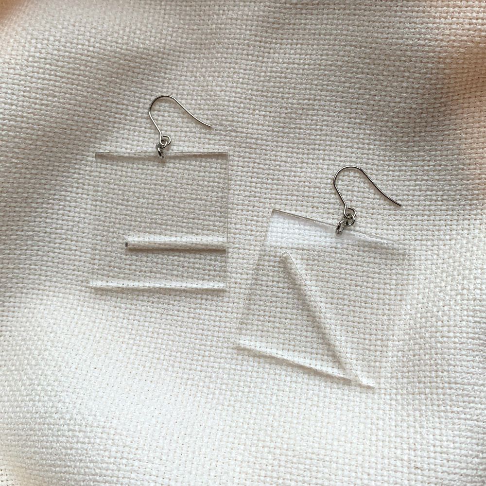 Parallax Earrings, Clear - 2