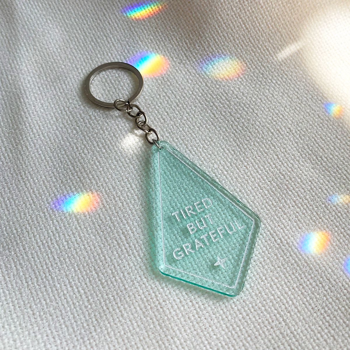 Tired but Grateful Keychain, Glass Green - 3