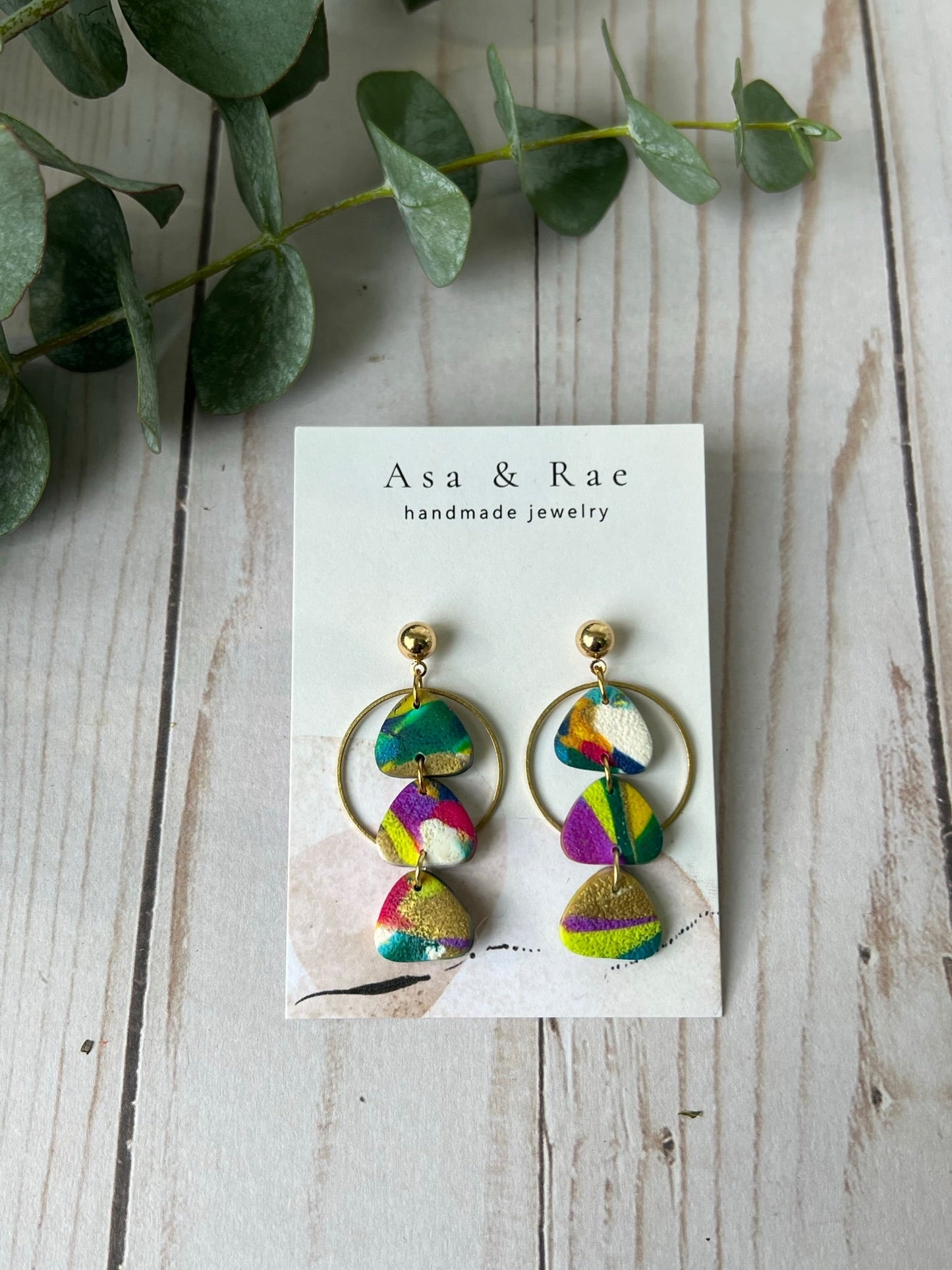 Three Tier Triangle Dangles with Gold Plated Accent - 2