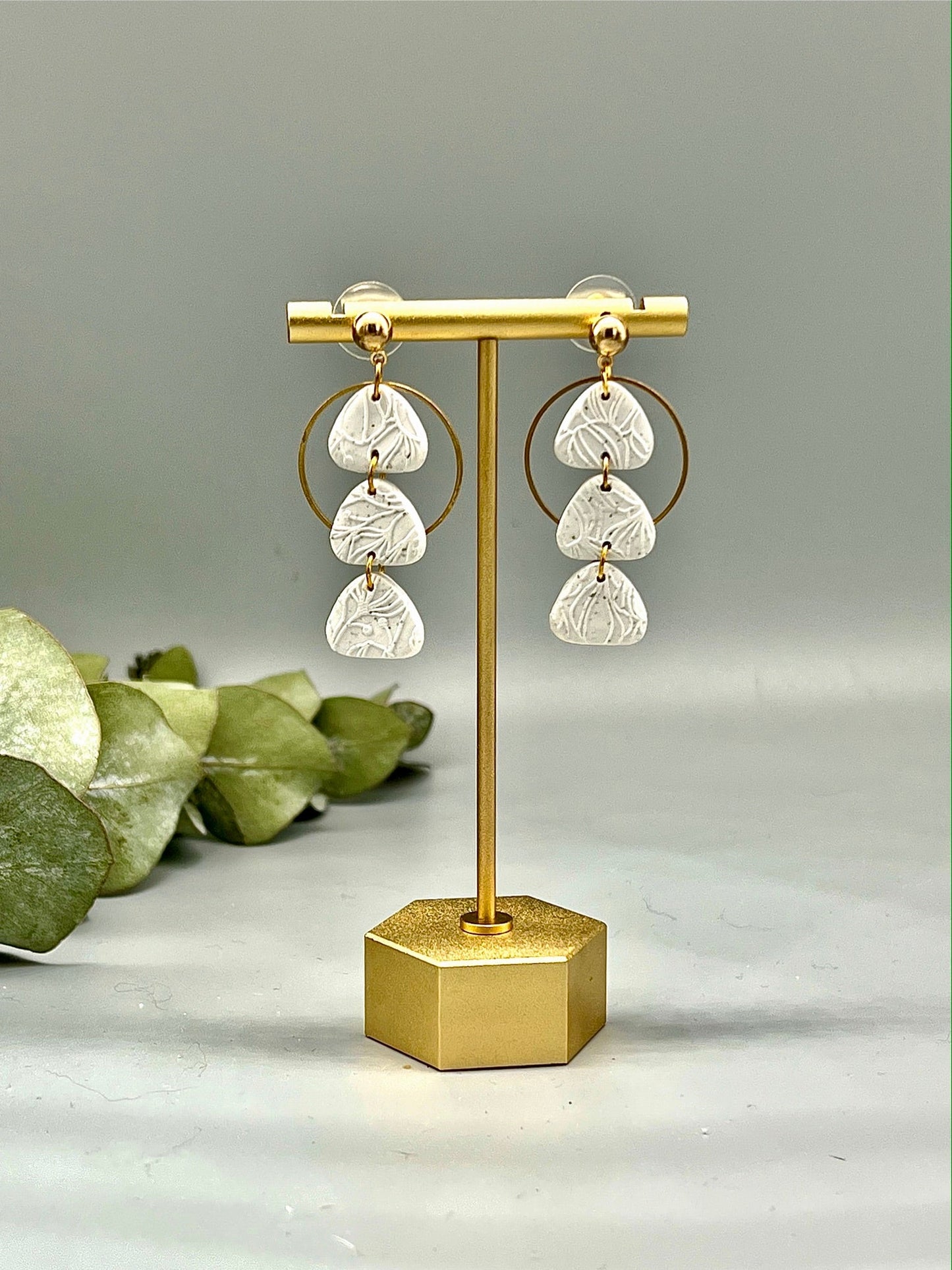 Three Tier Triangle Dangles with Gold Plated Accent - 3