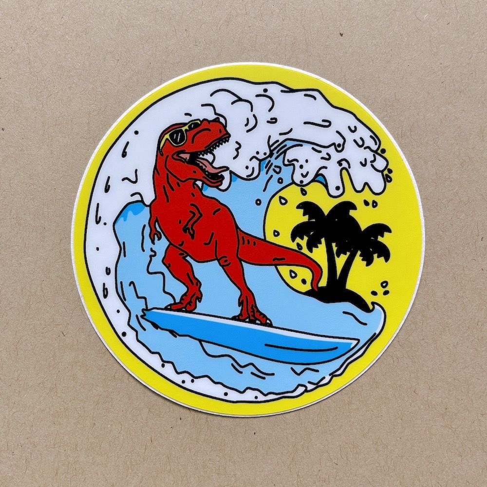 Super Rad (Surfing Dino) Sticker - 1