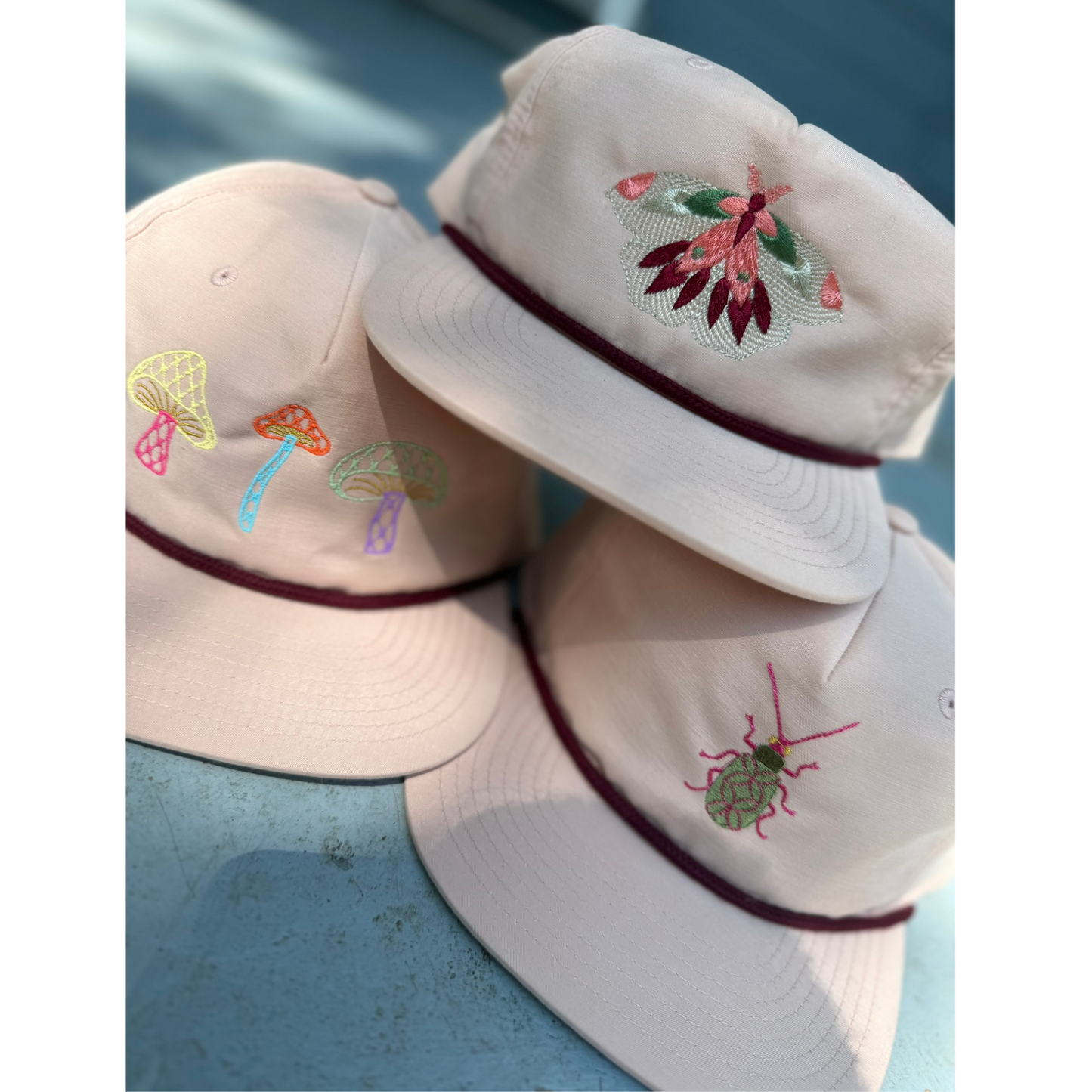 Pink Moth Flat Brim Hat - 1