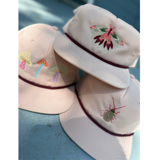 Pink Moth Flat Brim Hat - 1