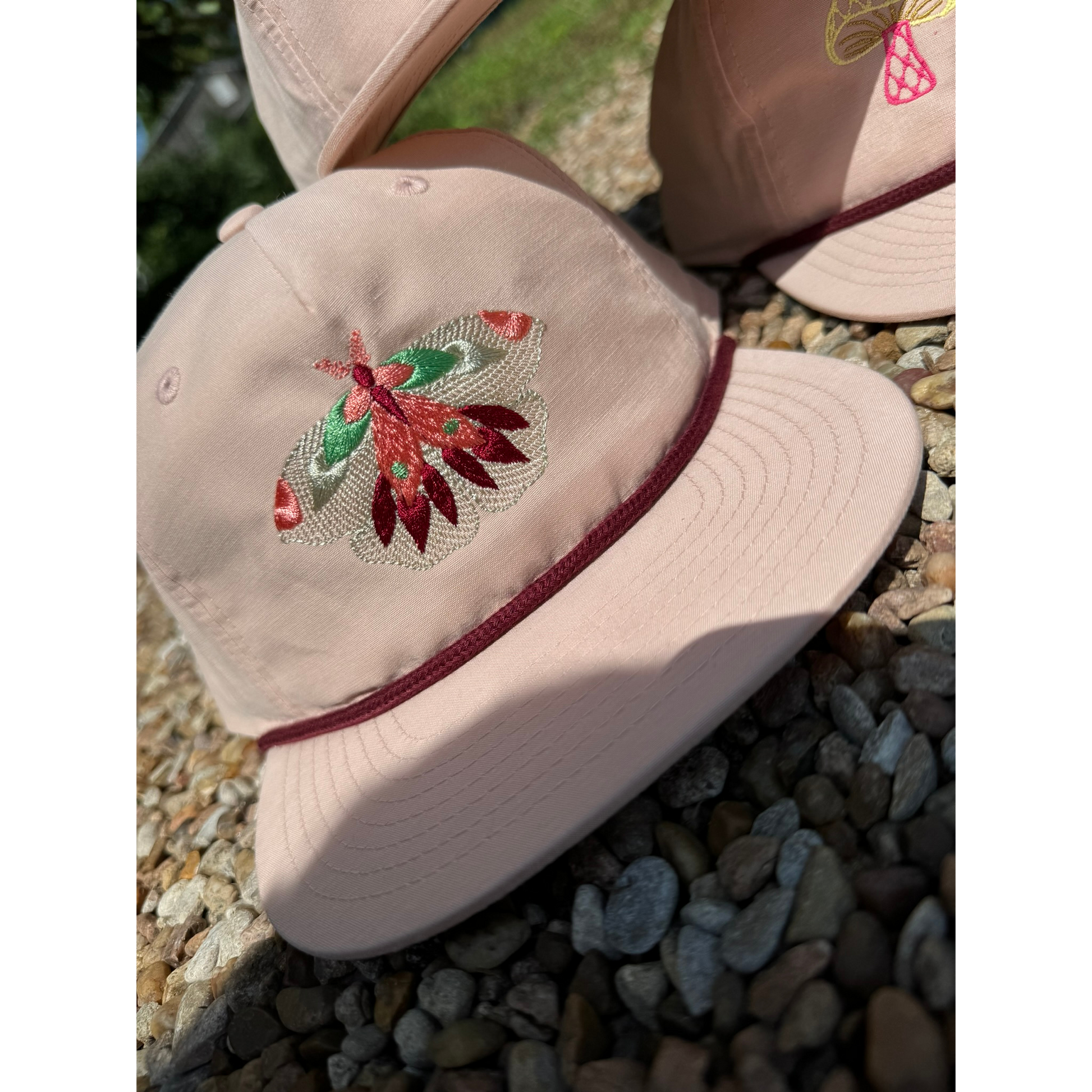 Pink Moth Flat Brim Hat - 2