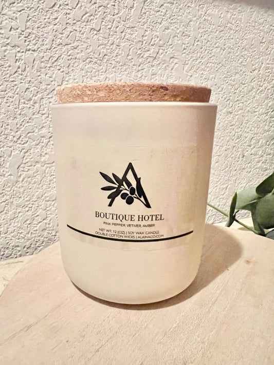 Boutique Hotel- 12 oz Cream Soy Wax Candle - 1