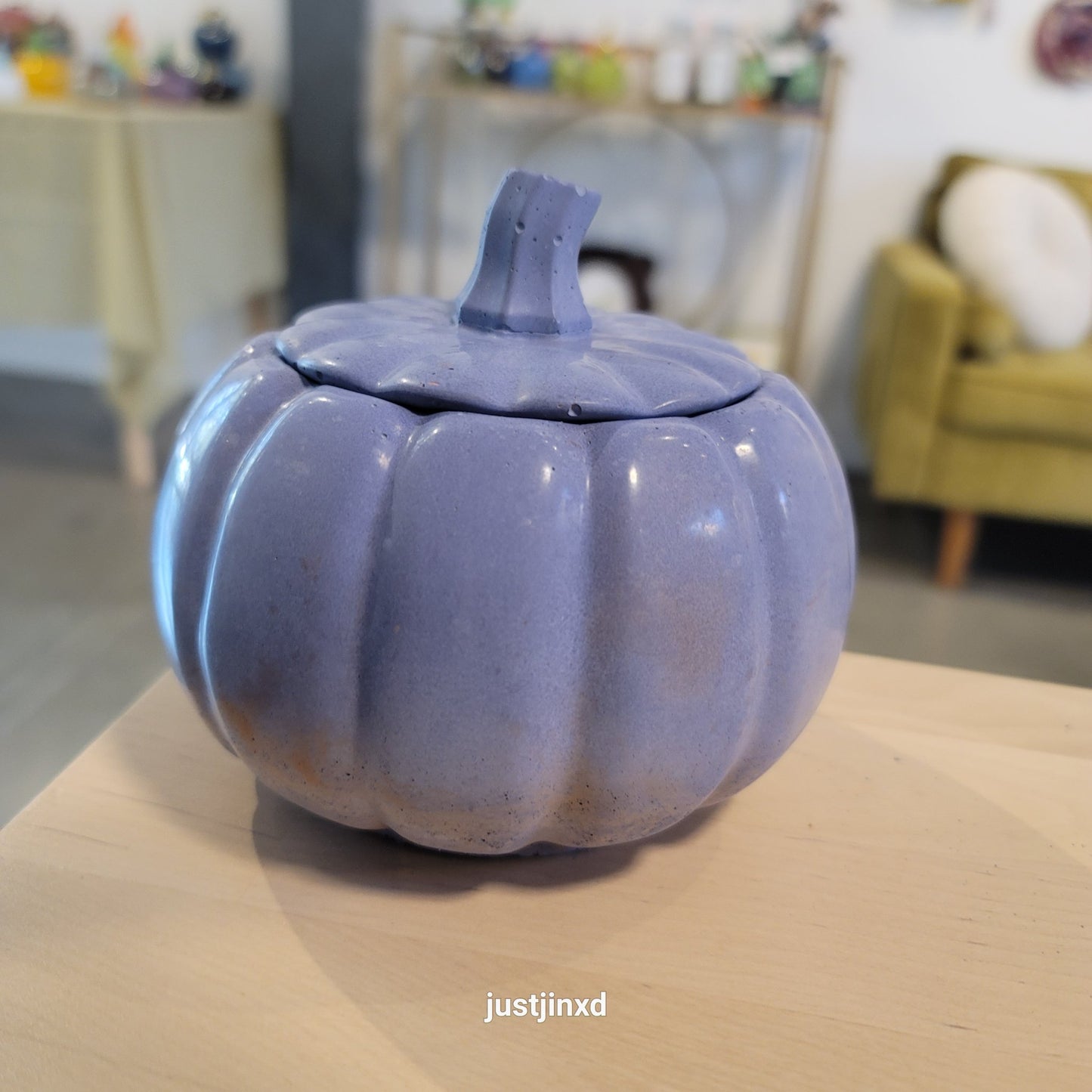 Concrete Pumpkin Container with Lid - 2