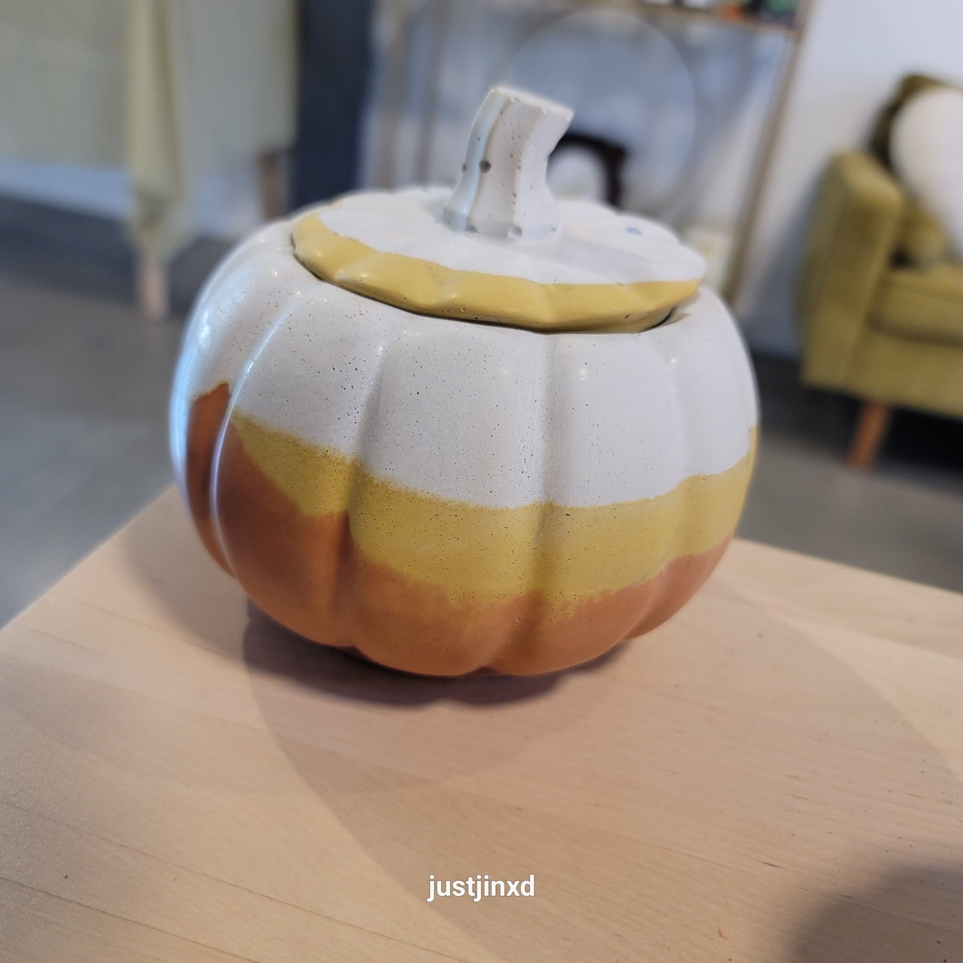 Concrete Pumpkin Container with Lid - 3