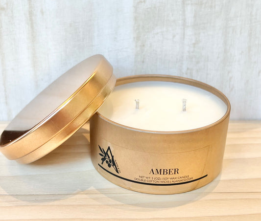 Amber - 5 oz Copper Tin Soy Wax Candle - 1