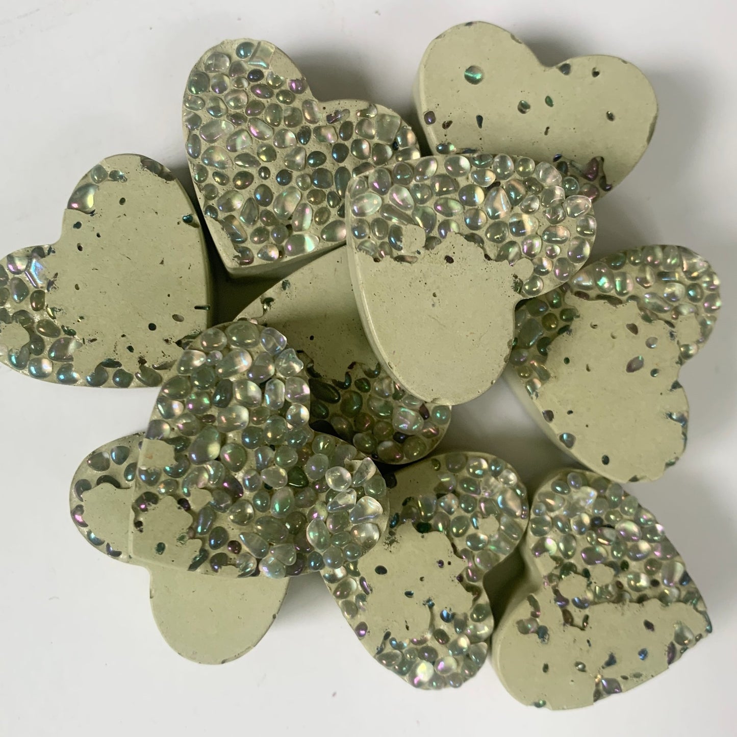 Concrete Heart Magnet with Glass Bead Detail - 4