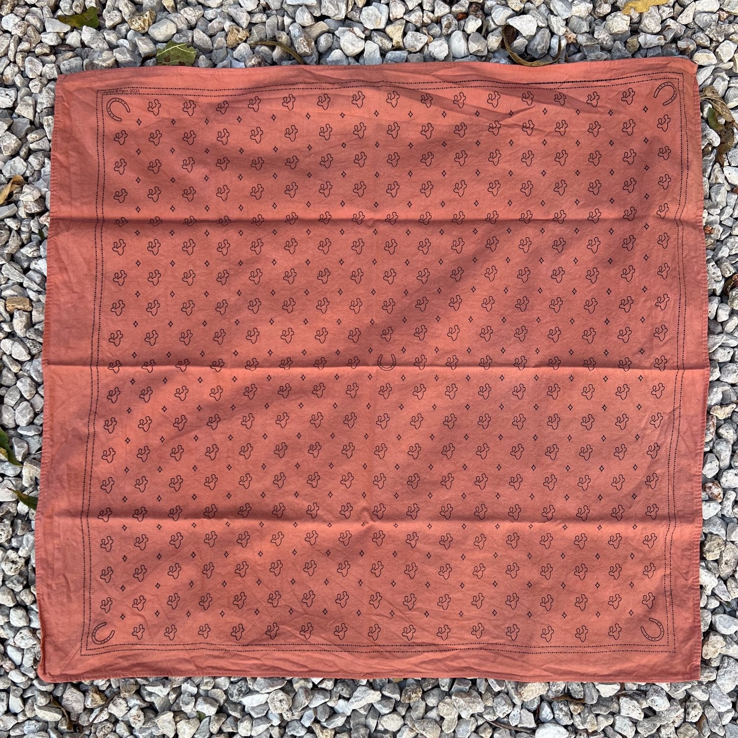 Prickly Pear Cotton Bandana - Muted Rust - 1