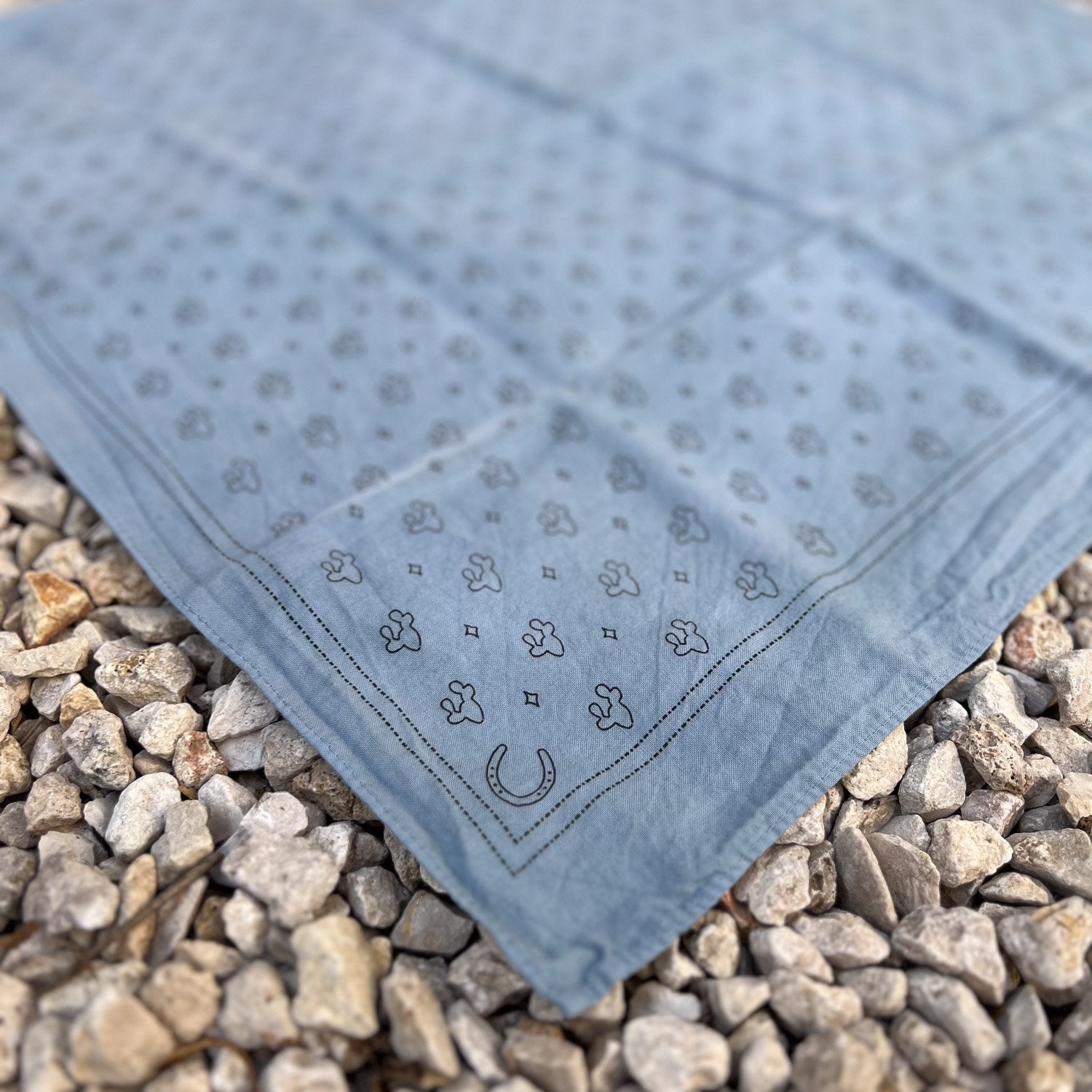 Prickly Pear Cotton Bandana - Shadow Blue - 1