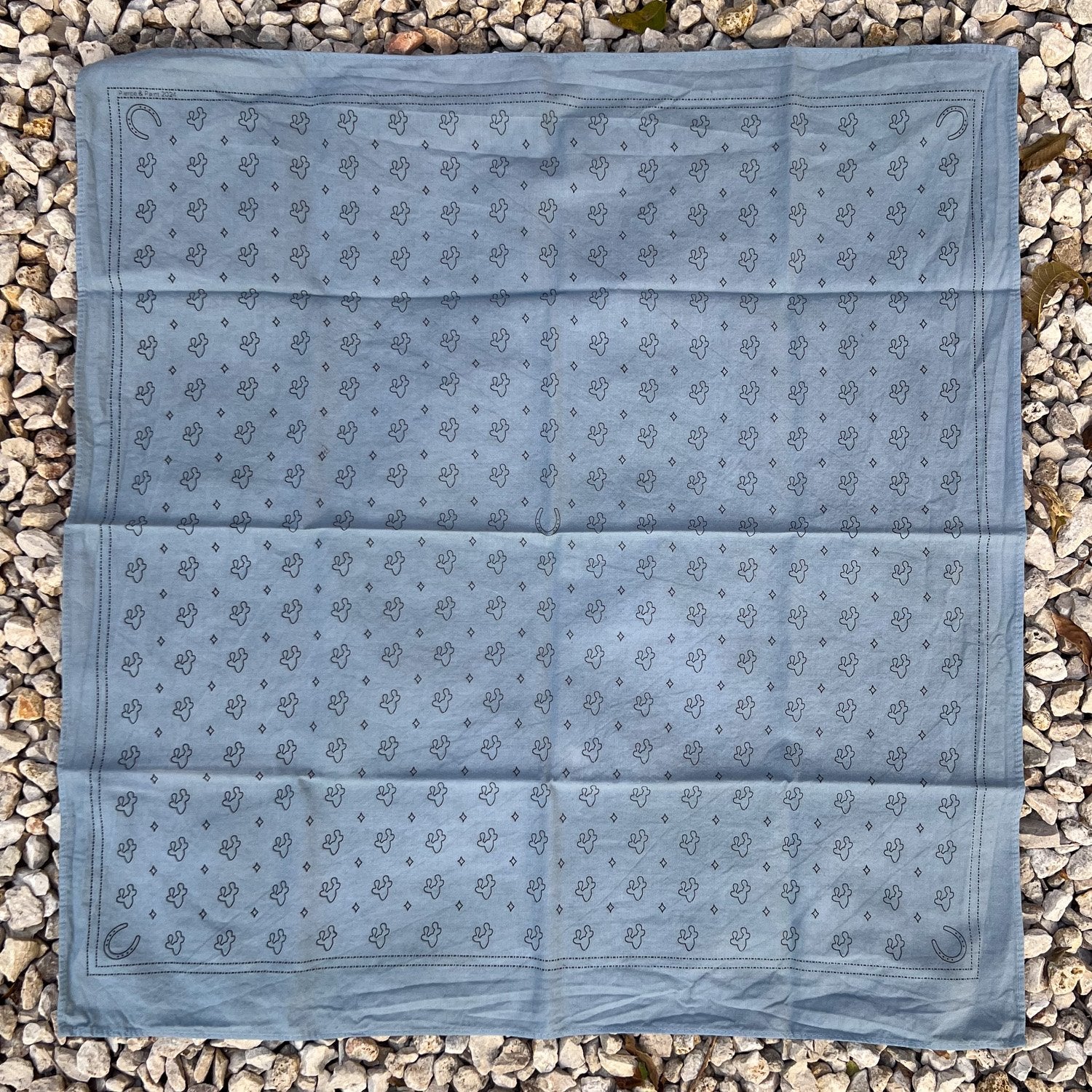 Prickly Pear Cotton Bandana - Shadow Blue - 2