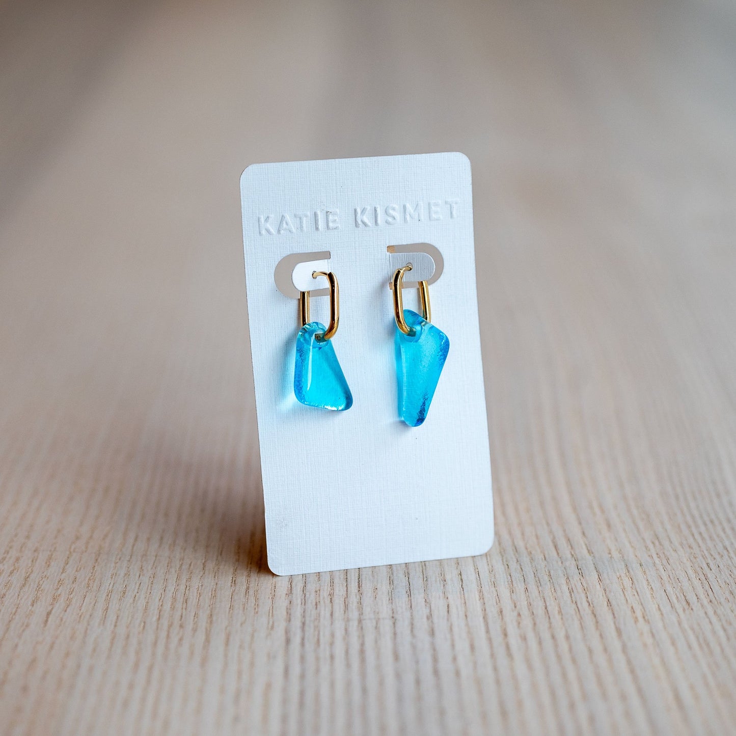 Glass "Chip" Drop Earrings (various colors) - 1