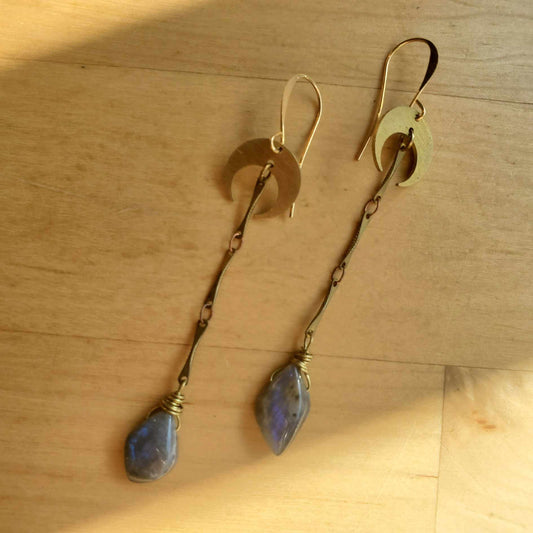 Crescent Moons w/ Crystal Dangles  - 1