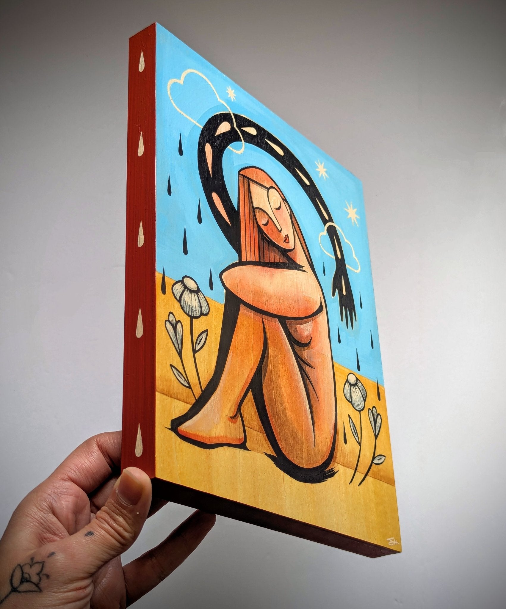 "Protection" original acrylic painting on wood  - 3