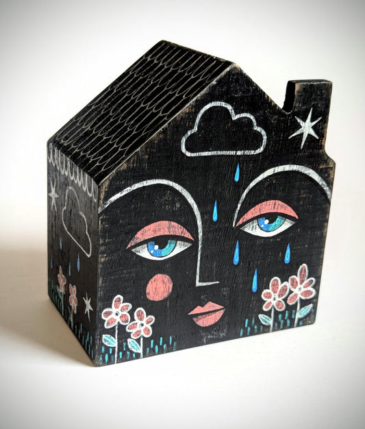 Little cottage hand-painted object - Black - 1