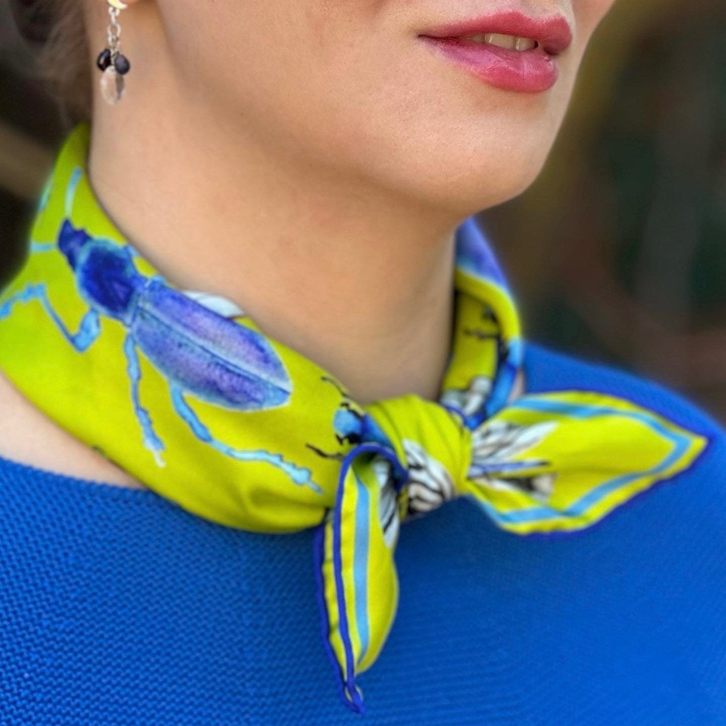 Bug Scarf, Absinth Green, 20", 100% silk  - 2