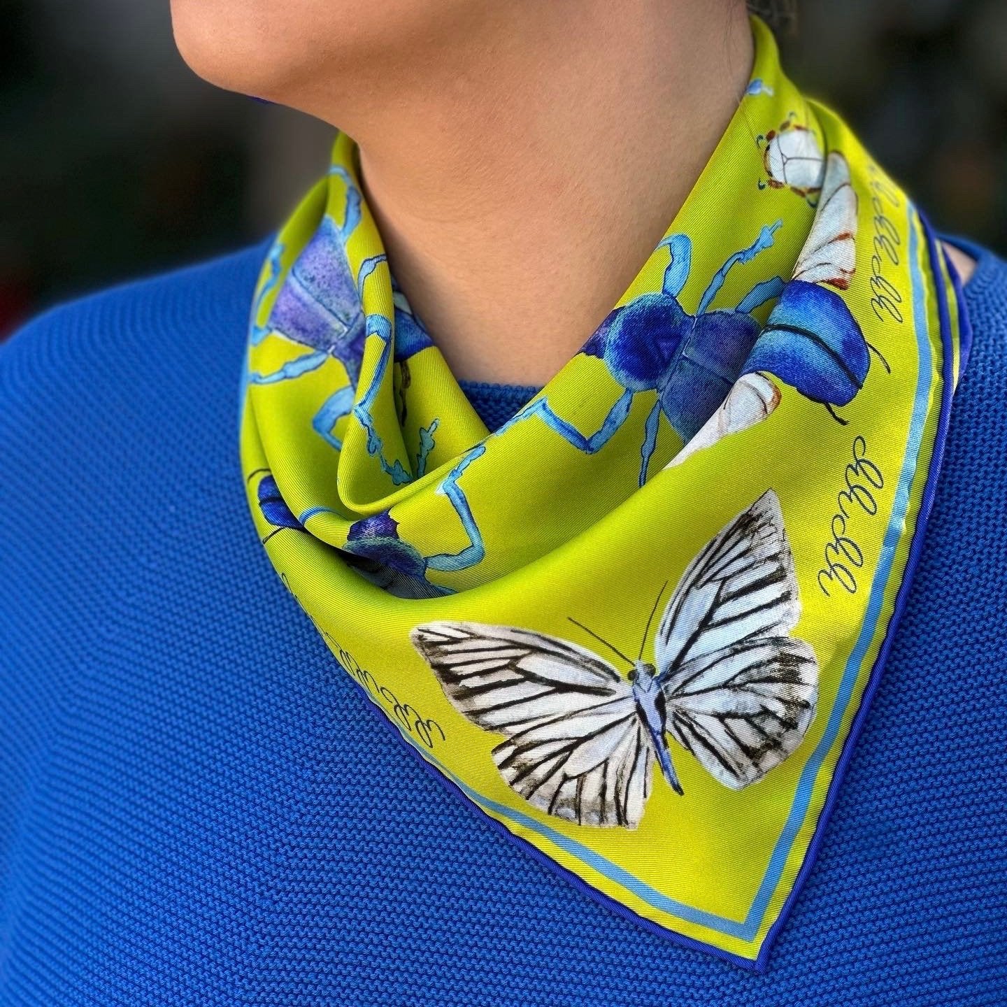 Bug Scarf, Absinth Green, 20", 100% silk  - 3