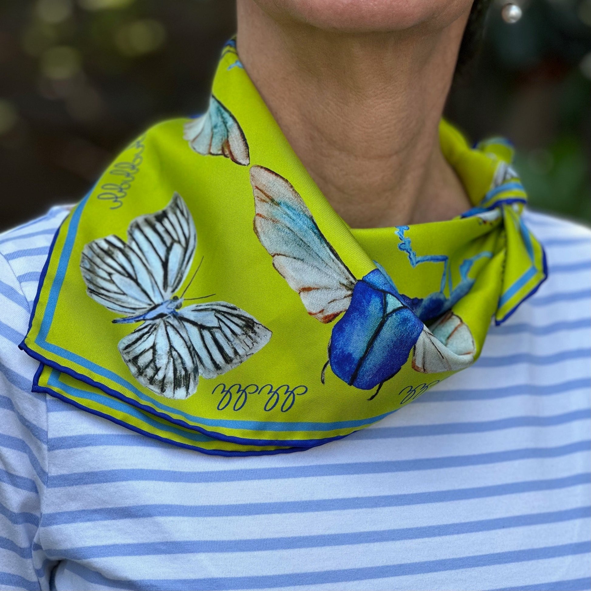 Bug Scarf, Absinth Green, 20", 100% silk  - 4