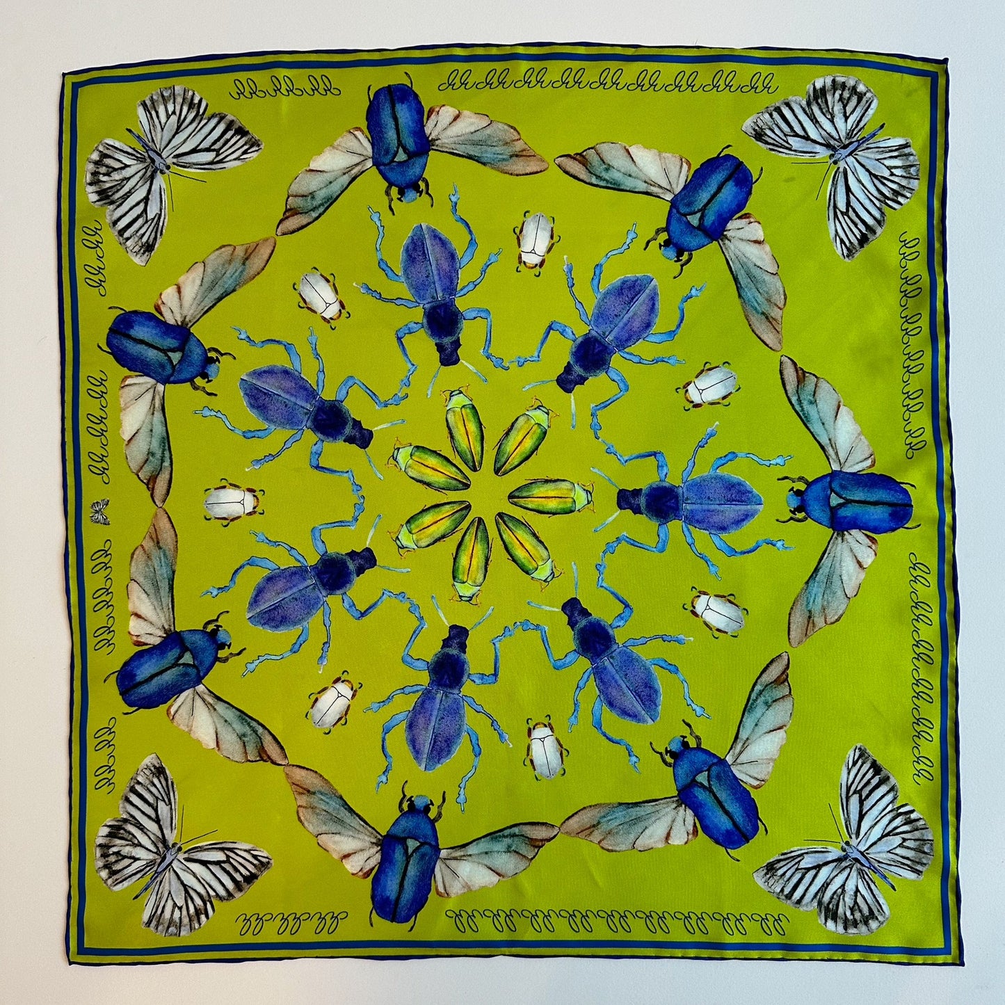 Bug Scarf, Absinth Green, 20", 100% silk  - 1