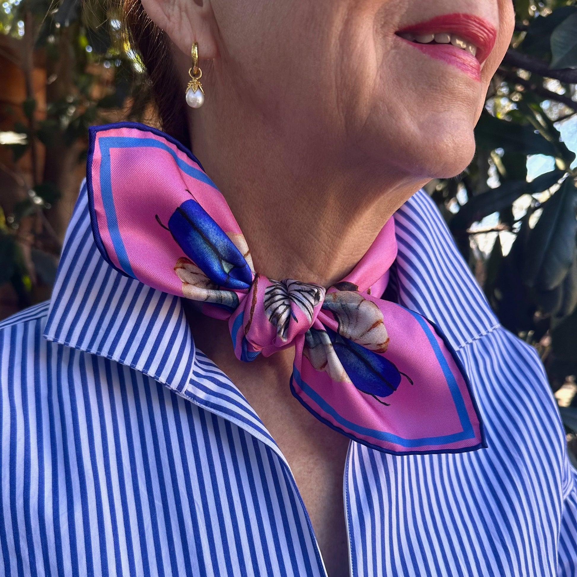 Bug Scarf, Key West Pink, 20", 100% silk - 3