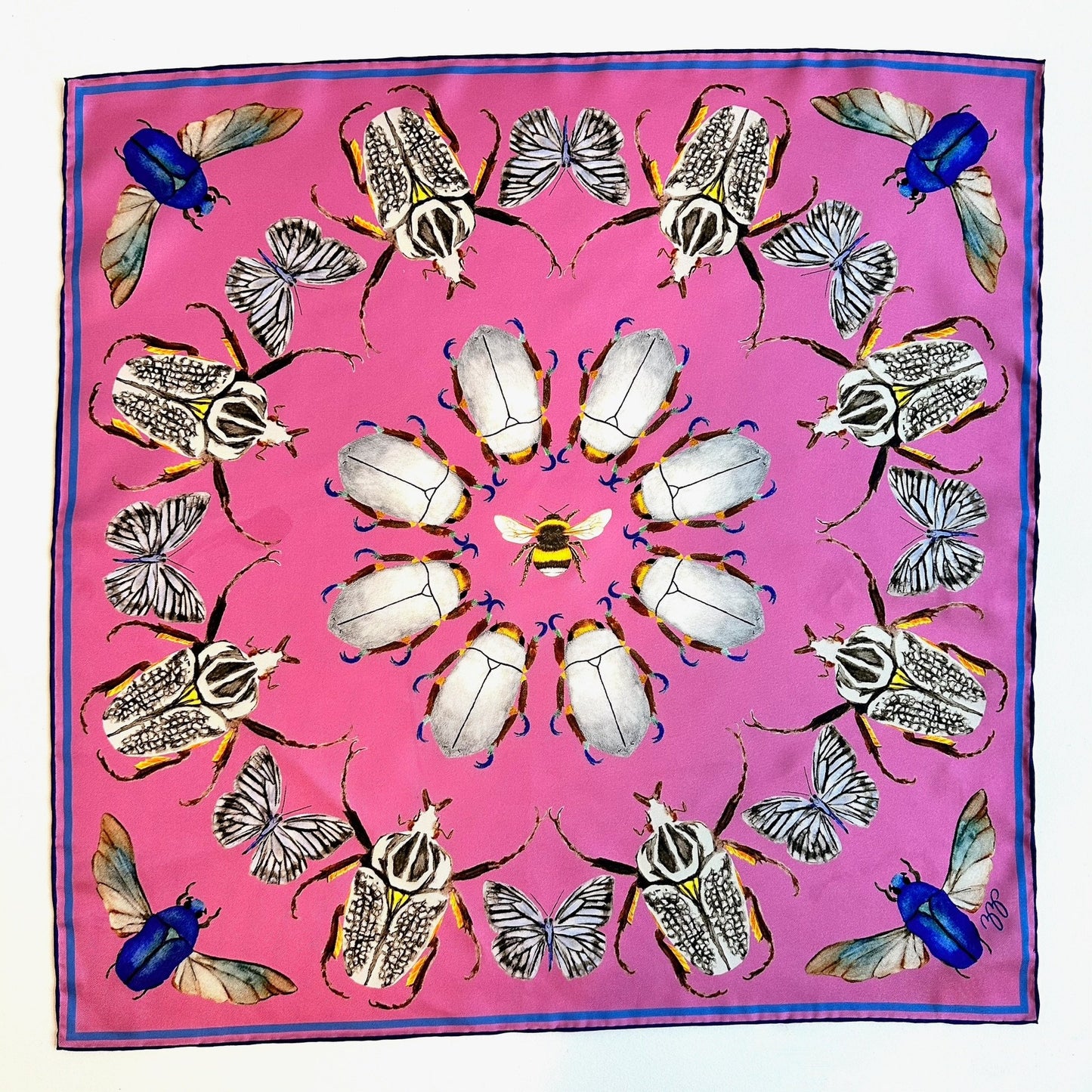 Bug Scarf, Key West Pink, 20", 100% silk - 1