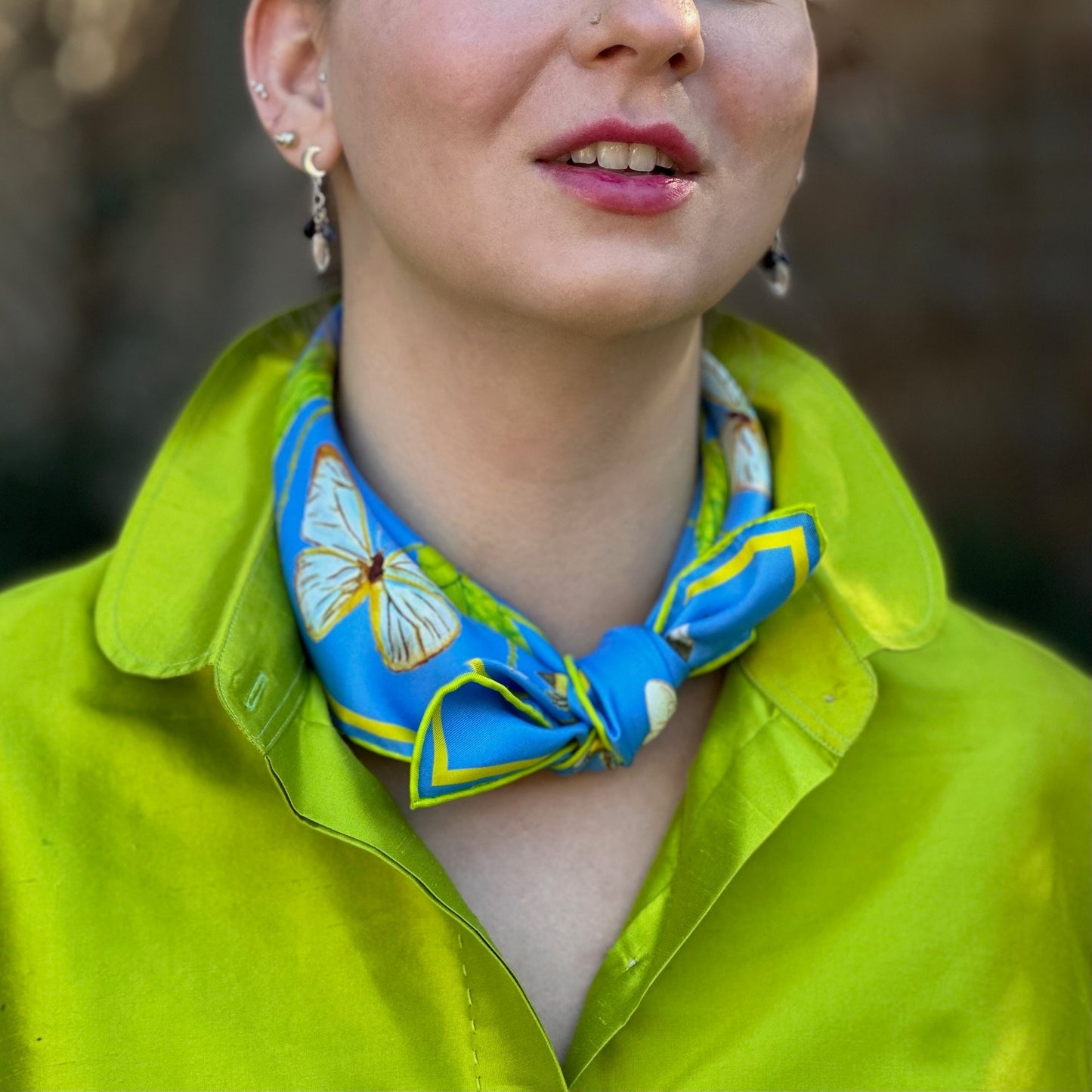 Bug Scarf, Slim Aarons Blue, 20", 100% silk - 3