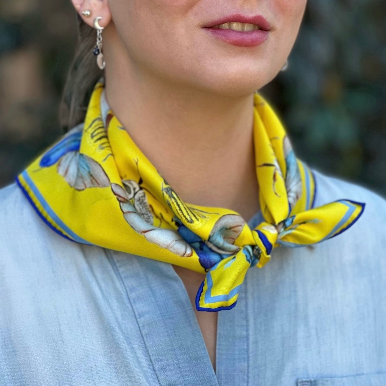 Bug Scarf, Meyer Lemon Yellow, 20", 100% silk - 3
