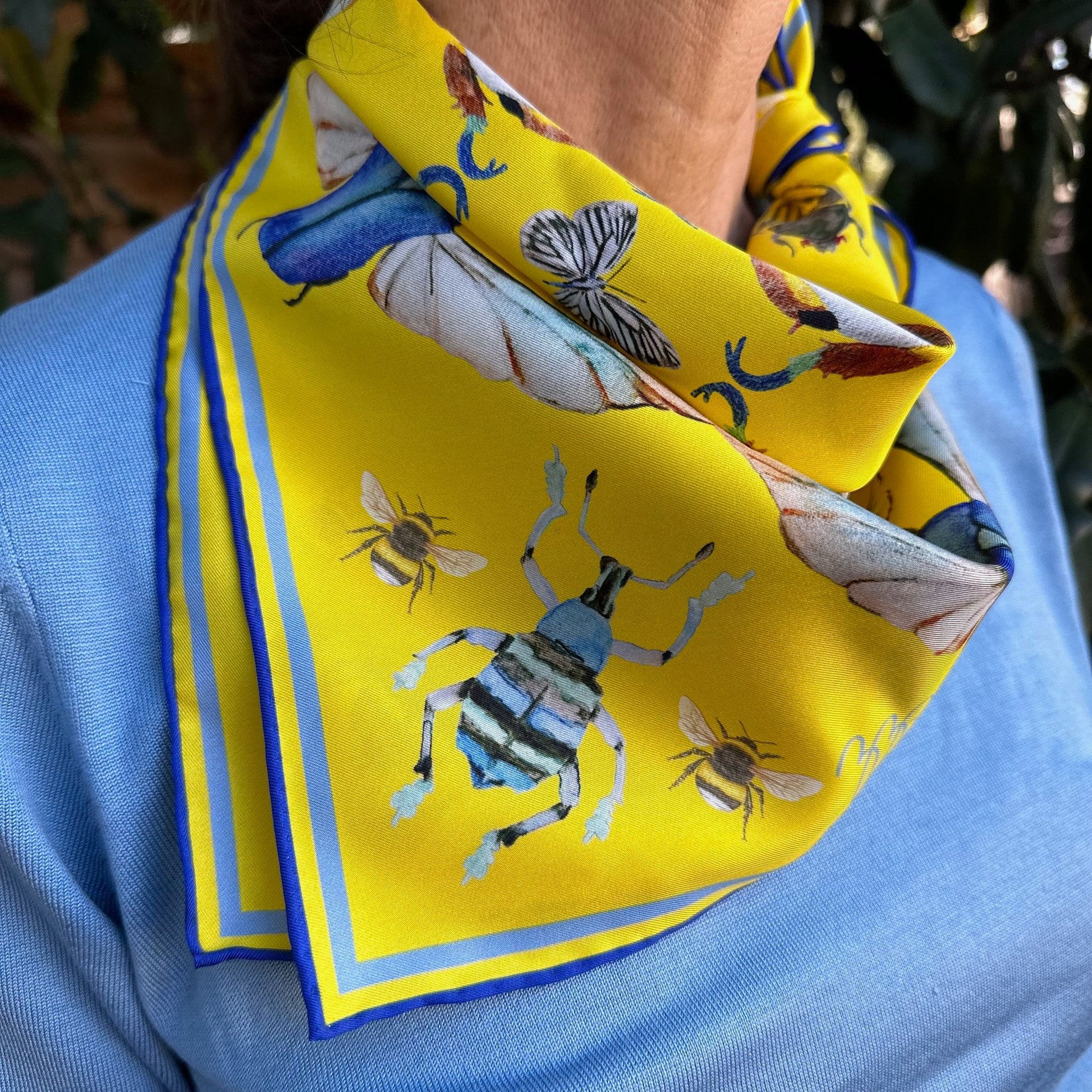 Bug Scarf, Meyer Lemon Yellow, 20", 100% silk - 4