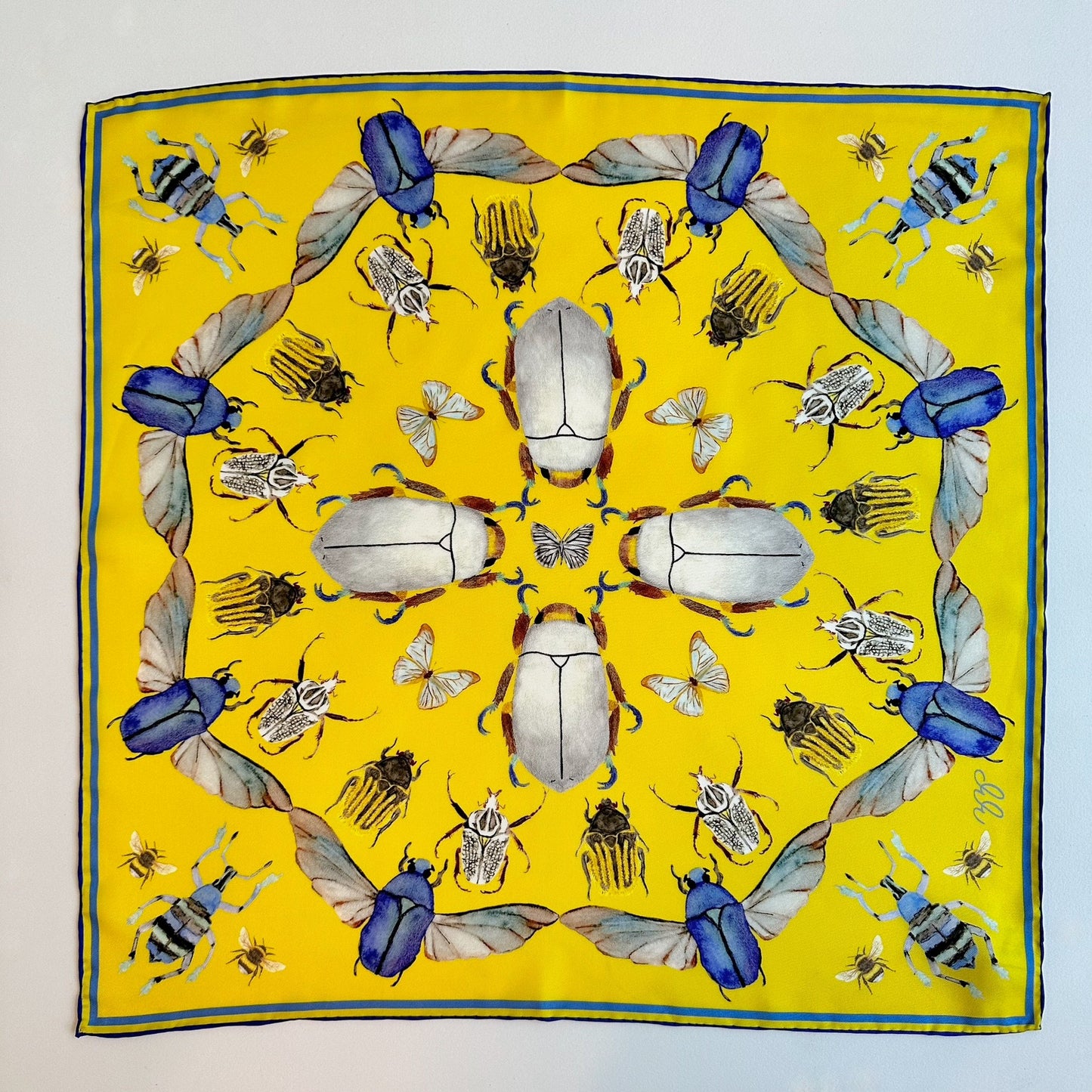 Bug Scarf, Meyer Lemon Yellow, 20", 100% silk - 1