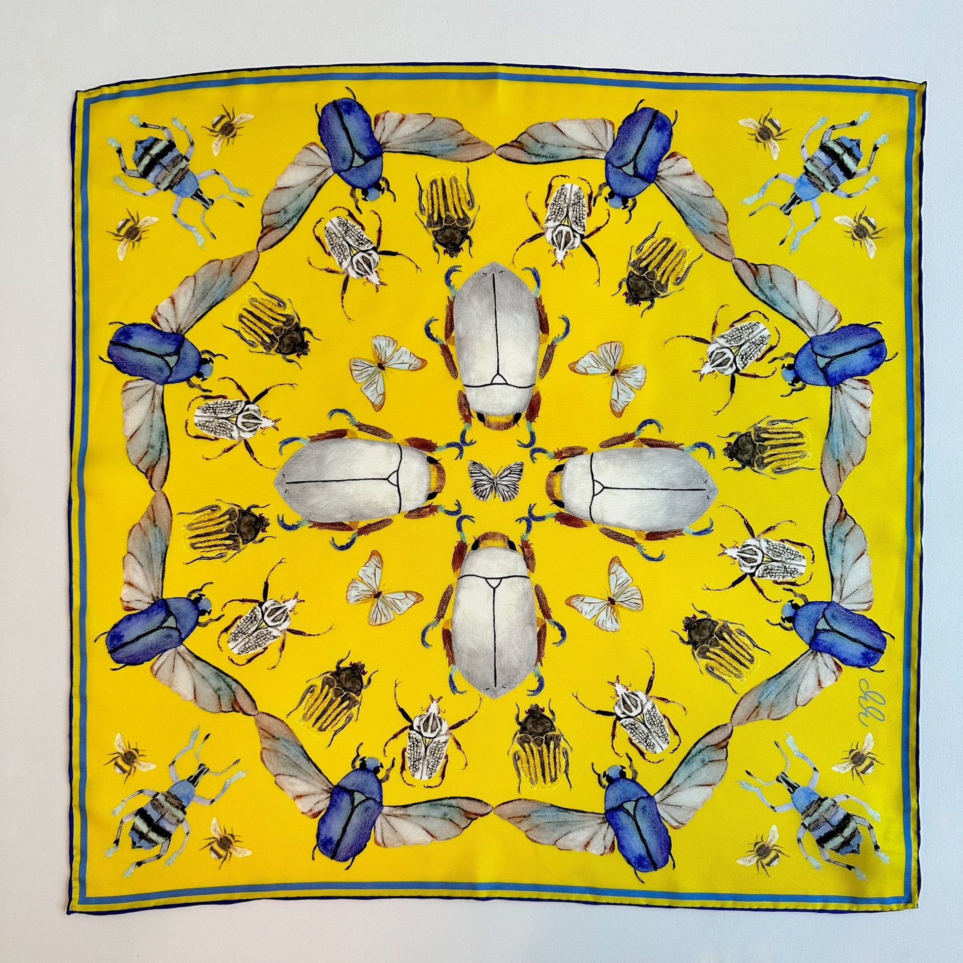 Bug Scarf, Meyer Lemon Yellow, 20", 100% silk - 1