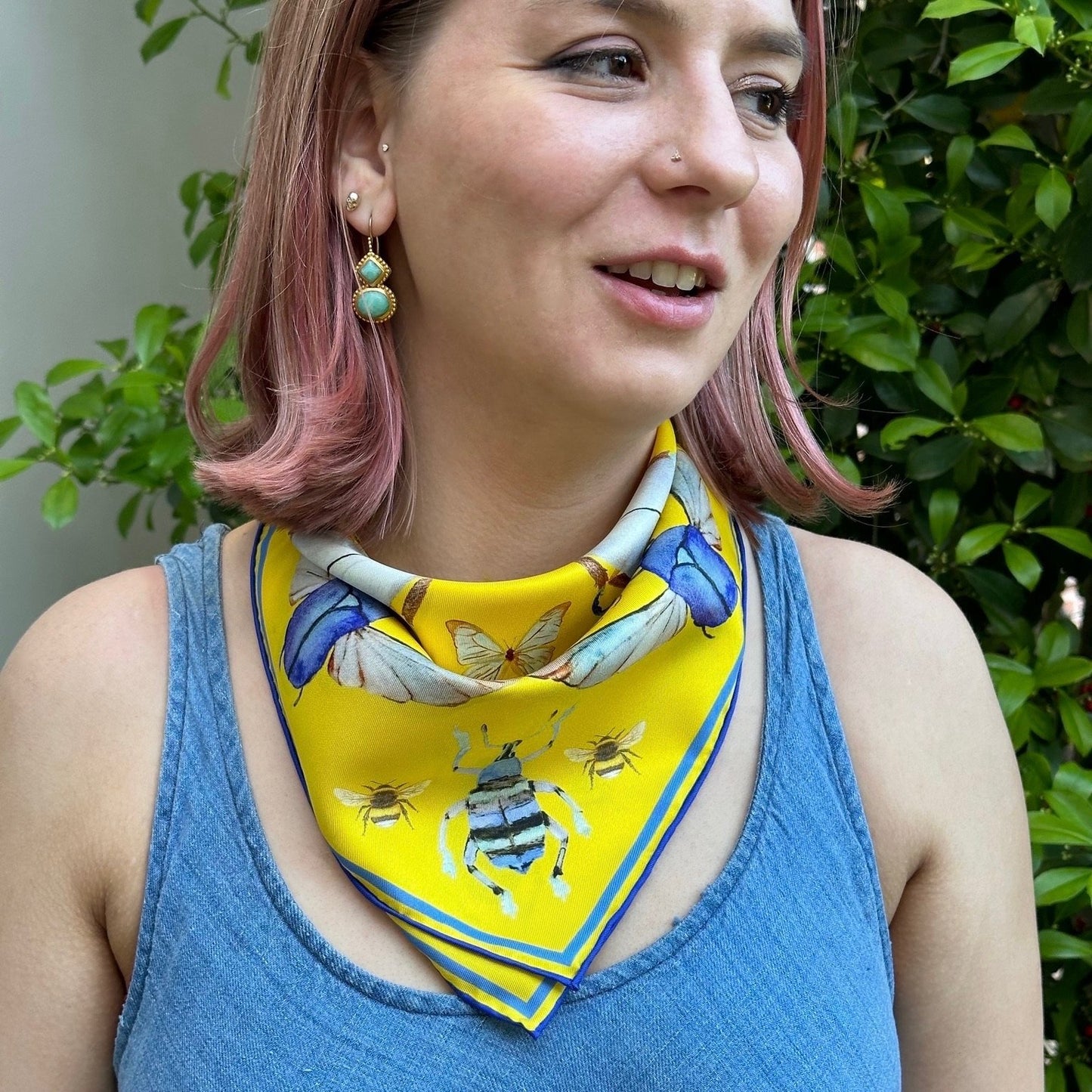 Bug Scarf, Meyer Lemon Yellow, 20", 100% silk - 5