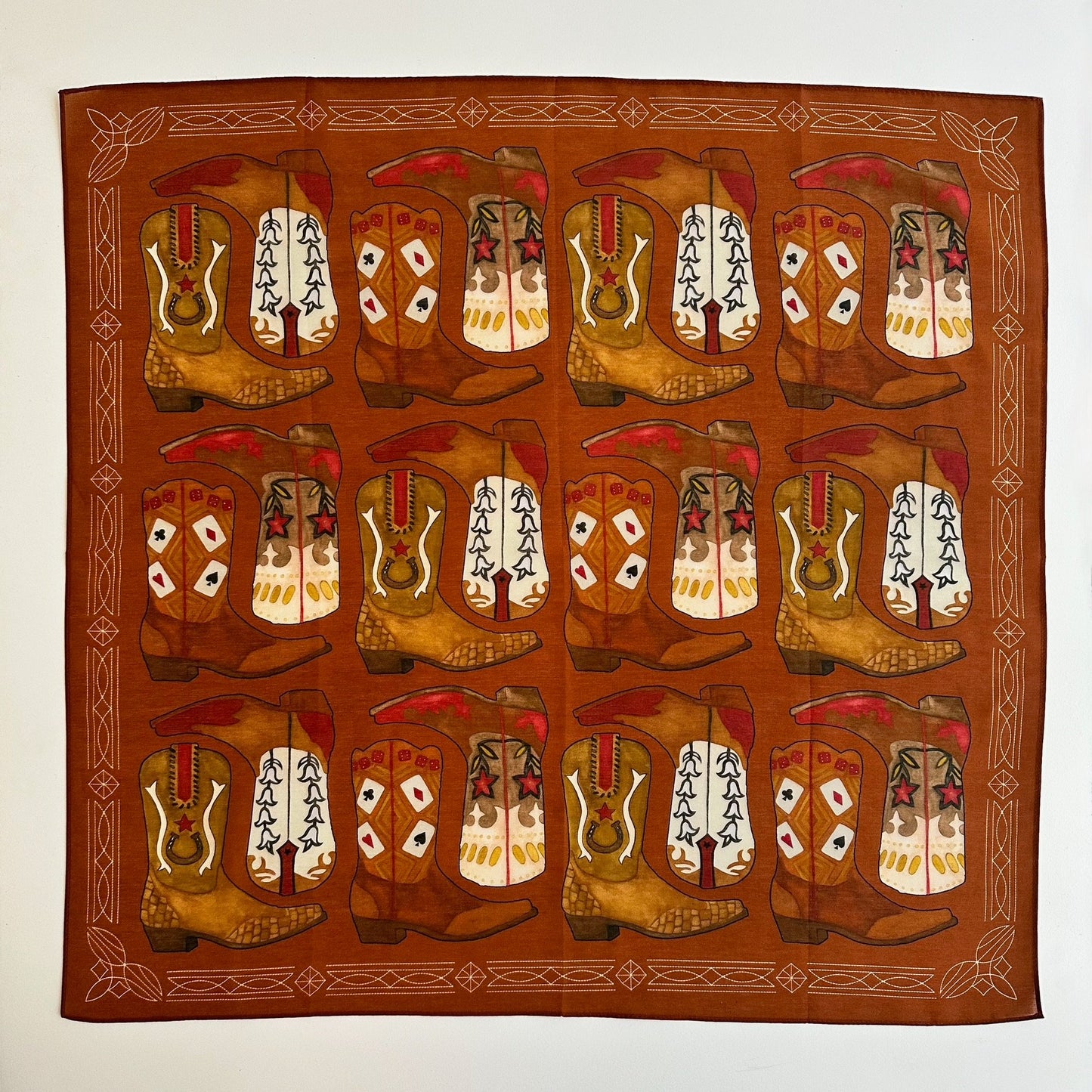 Boot Scarf, Burnt Orange, 26", Cotton Silk Blend - 1