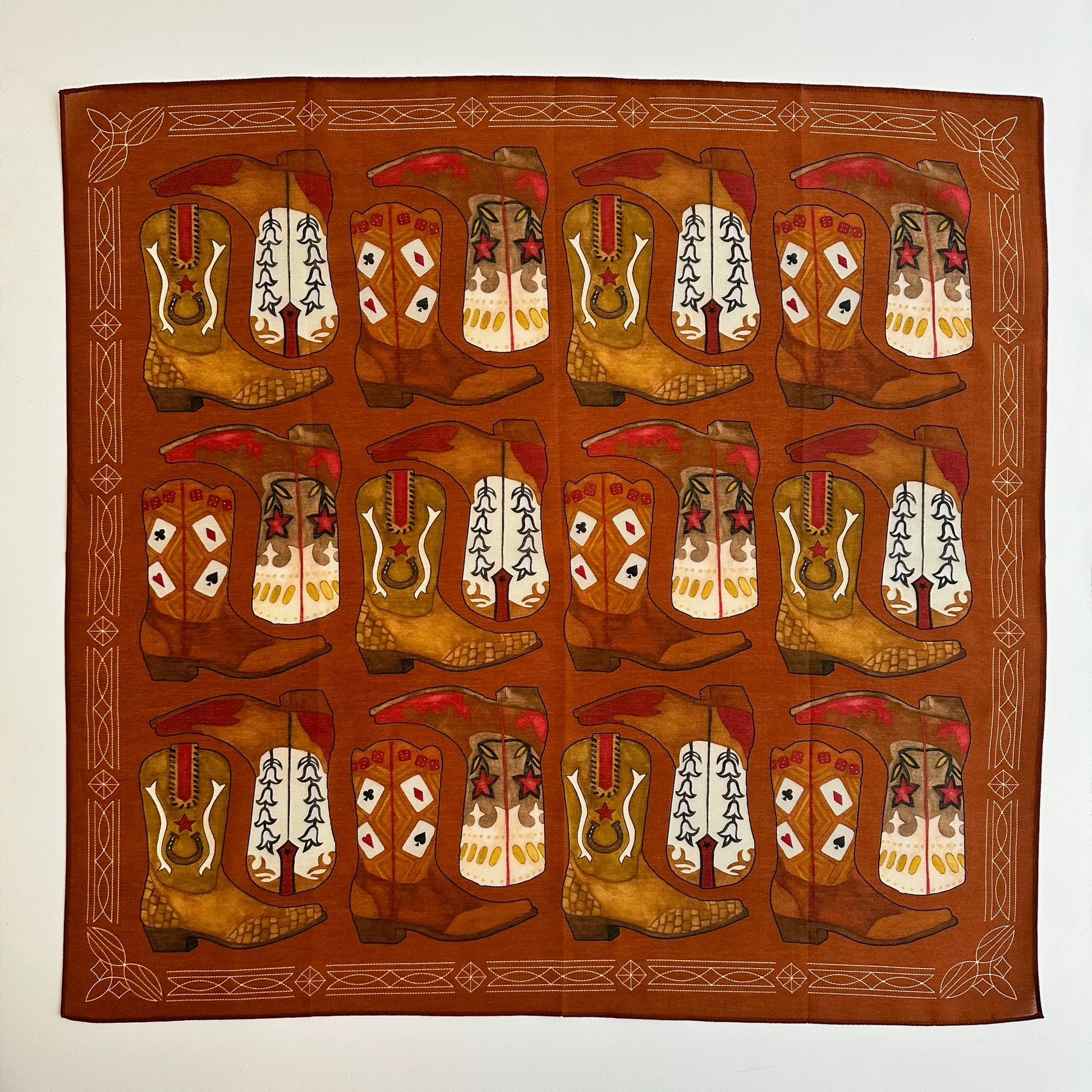 Boot Scarf, Burnt Orange, 26", Cotton Silk Blend - 1