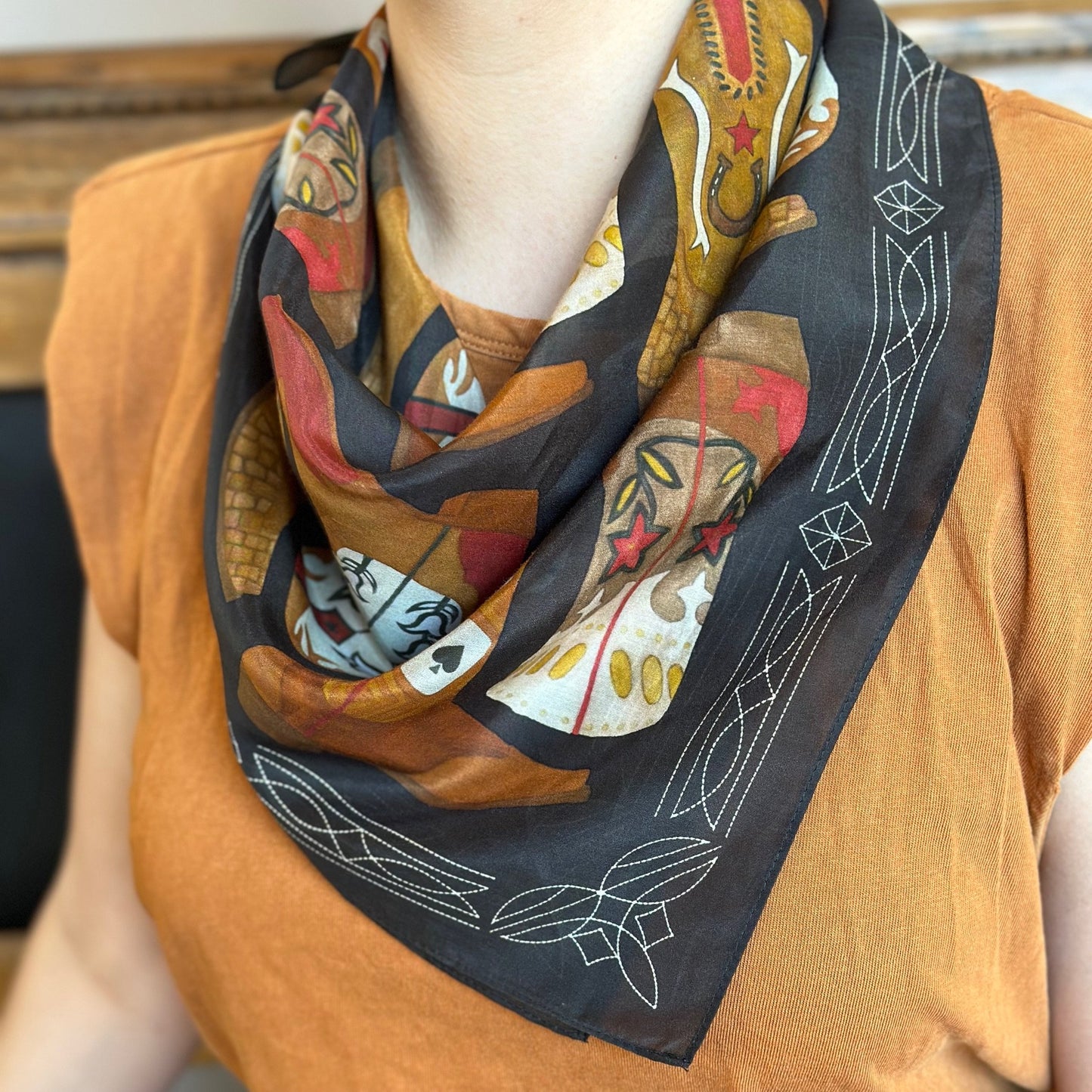 Boot Scarf, Charcoal, 26", Cotton Silk Blend   - 2