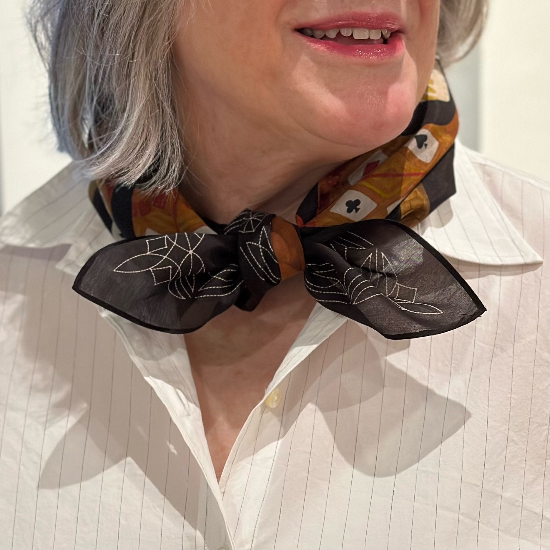 Boot Scarf, Charcoal, 26", Cotton Silk Blend   - 4