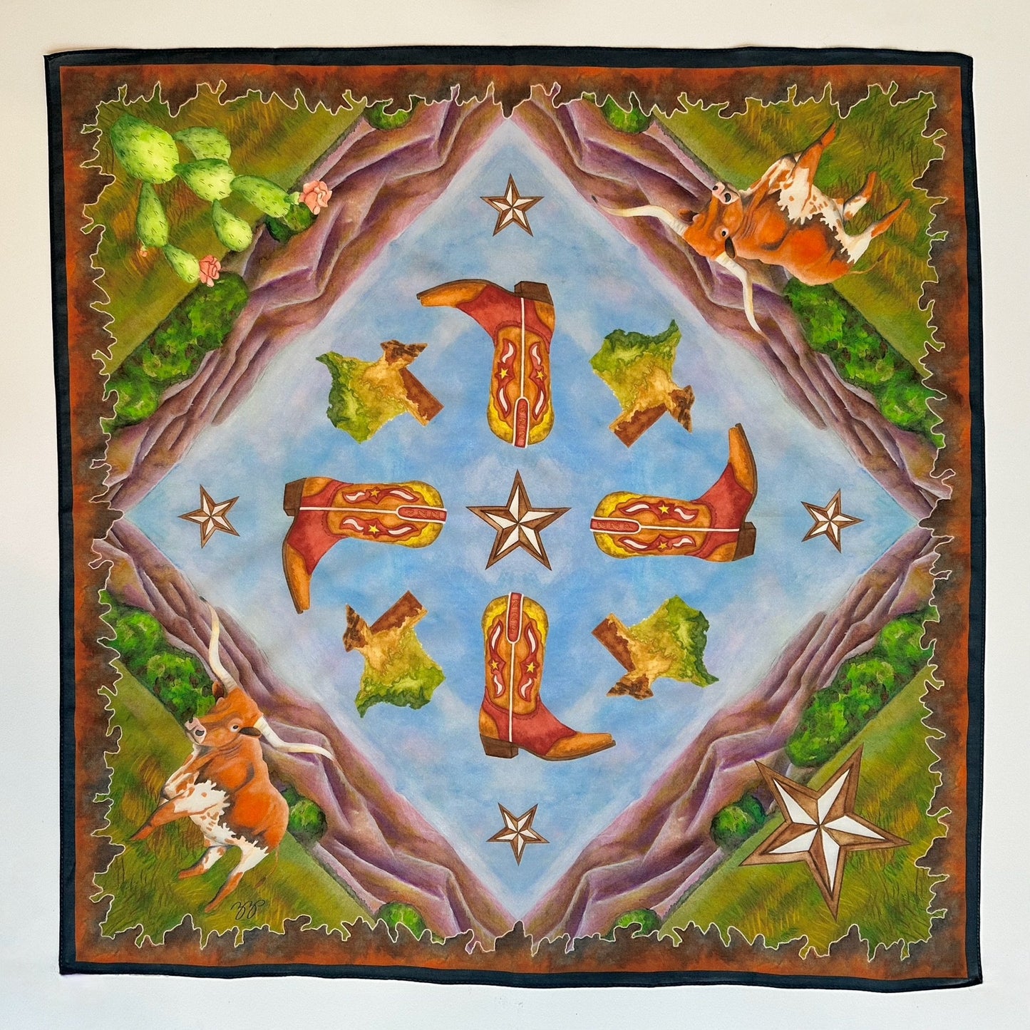 Longhorn Scarf, 26", Cotton Silk Blend - 1