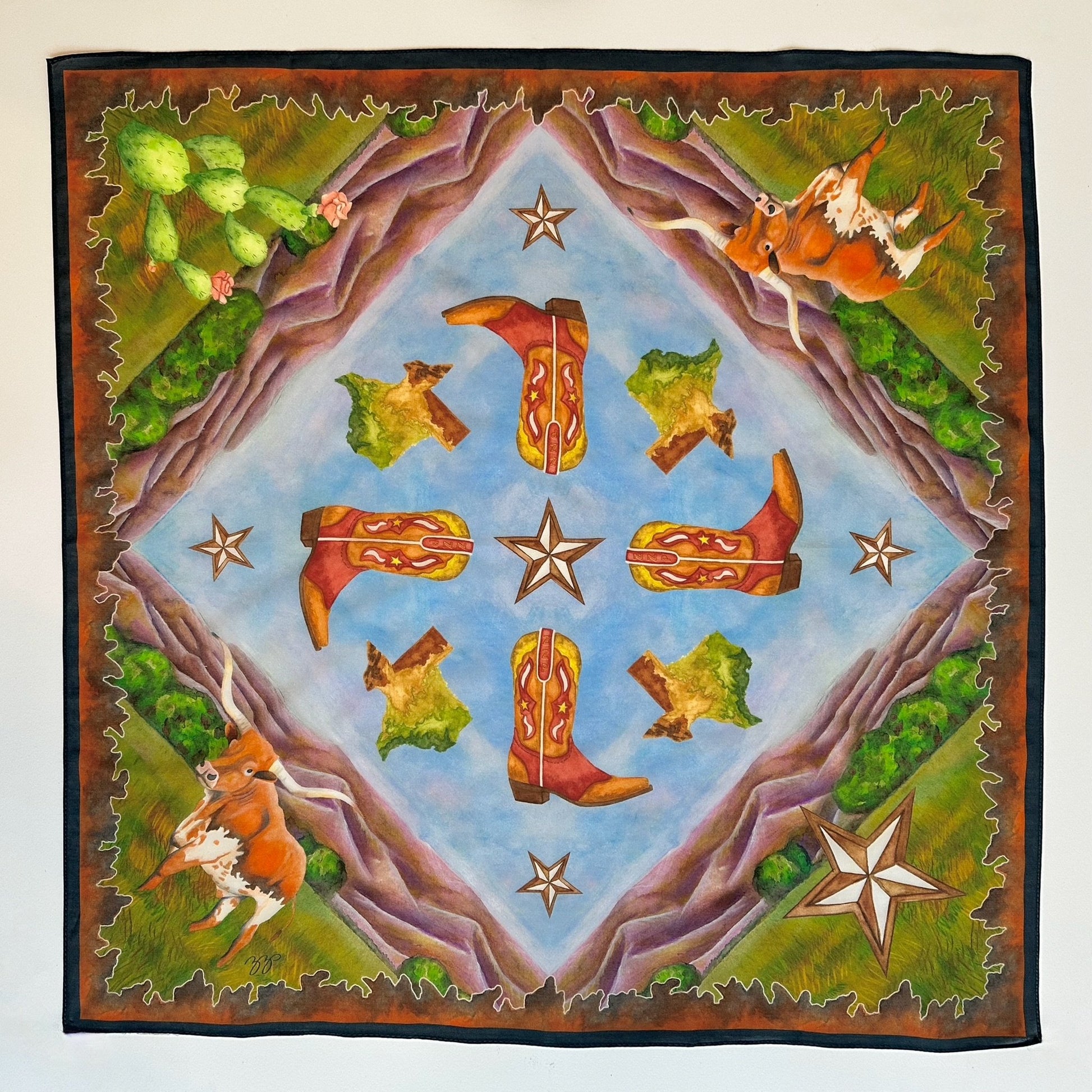 Longhorn Scarf, 26", Cotton Silk Blend - 1