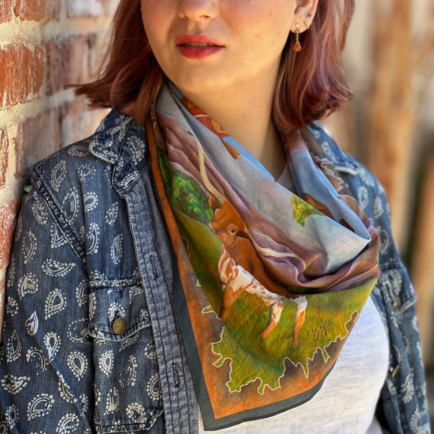 Longhorn Scarf, 26", Cotton Silk Blend - 4